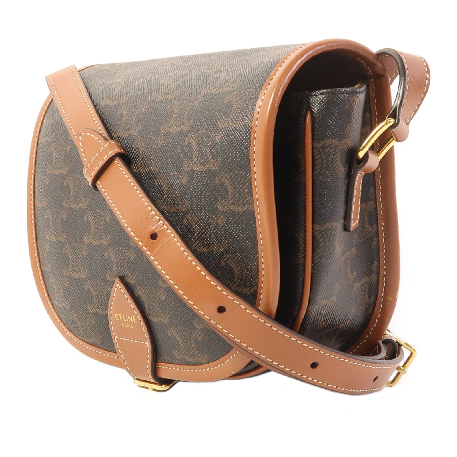 CELINE 塗層帆布Folco金扣肩背袋