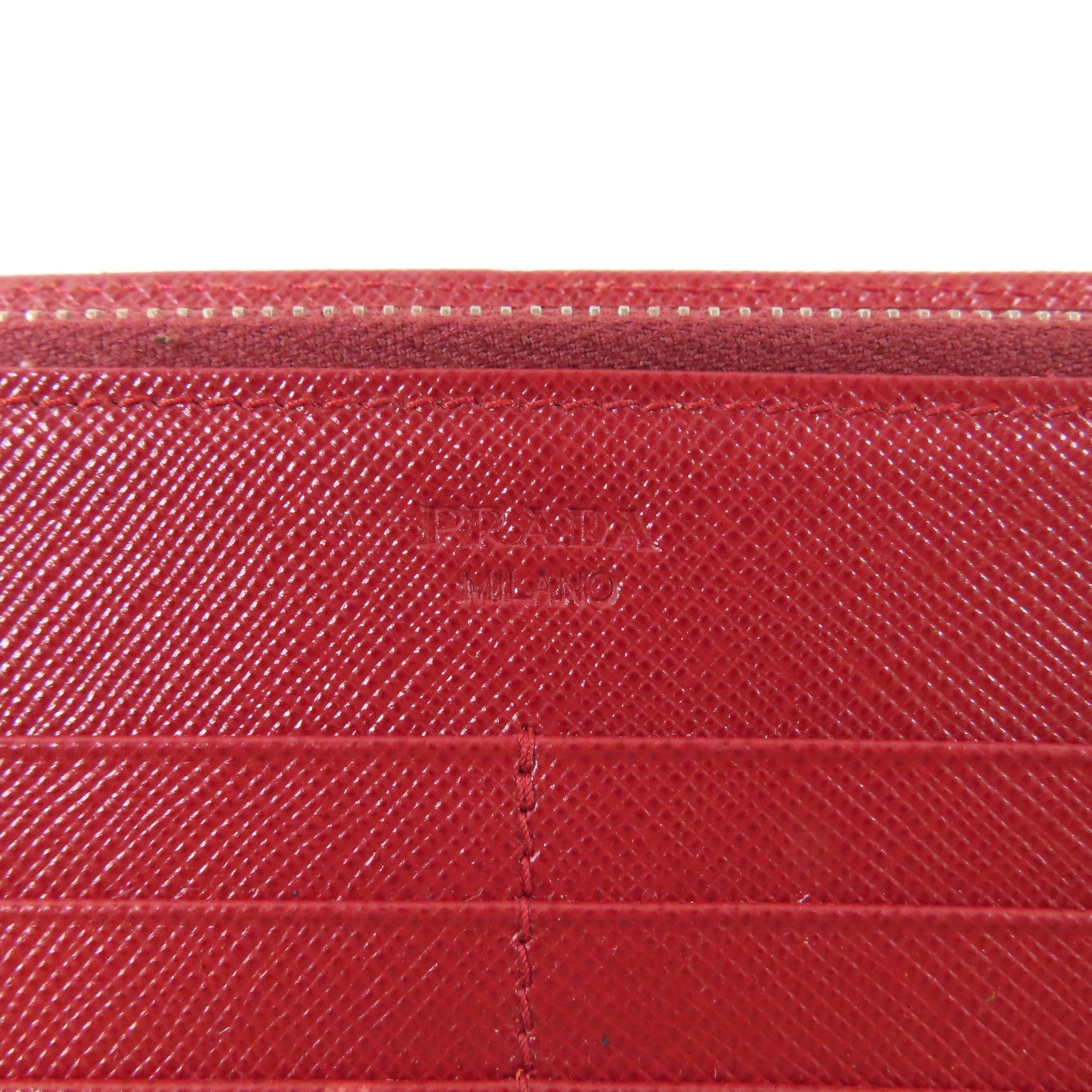 PRADA 【激減優惠】牛皮皮革Long Bifold Wallet銀扣長錢包