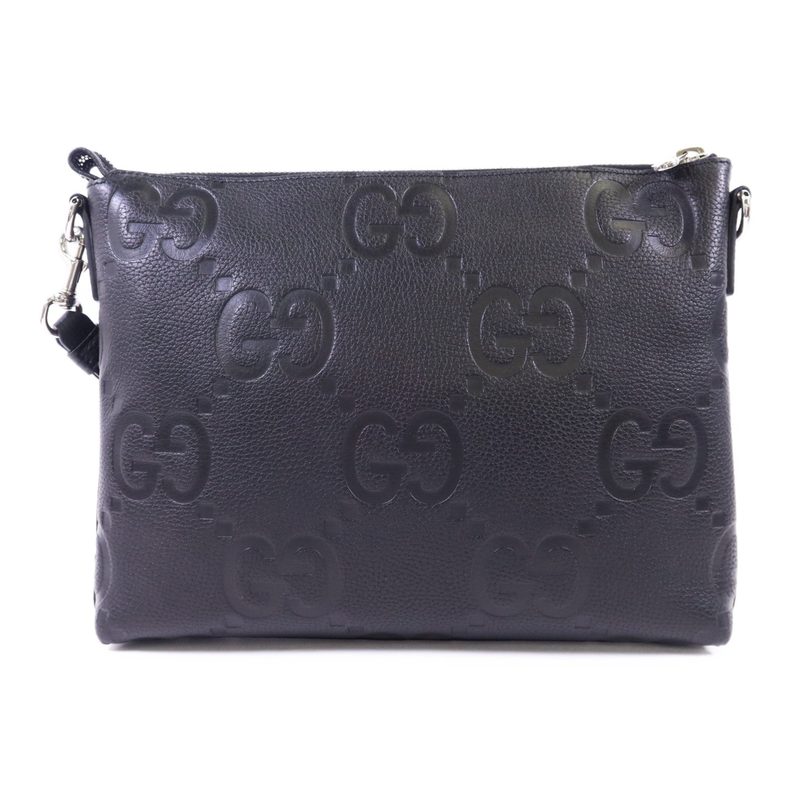GUCCI 牛皮皮革Jumbo GG銀扣肩背袋