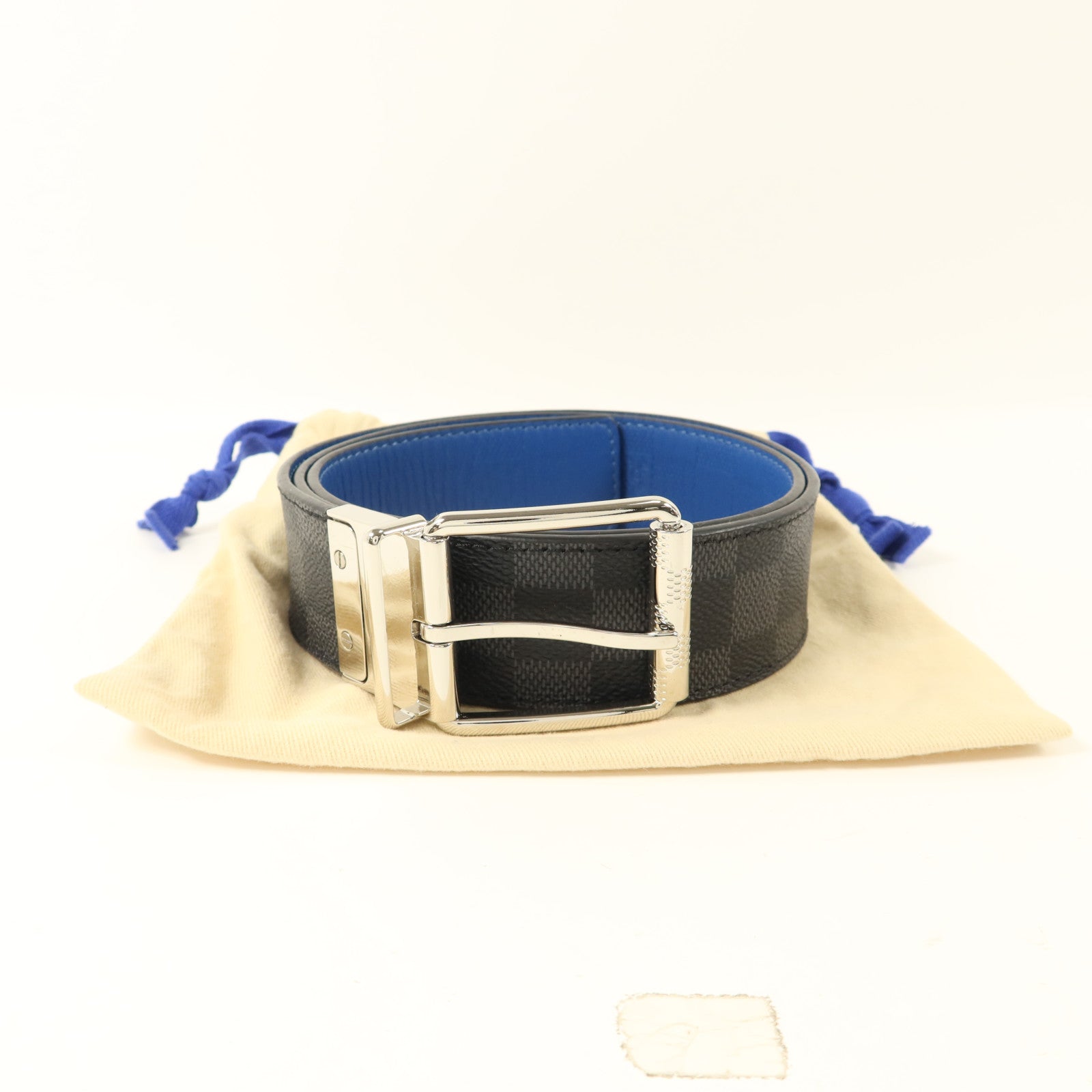 LOUIS VUITTON Damier Graphite Reversible Belt銀扣皮帶