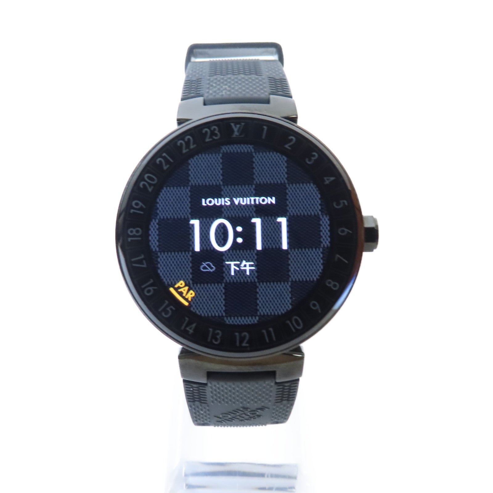 LOUIS VUITTON 【激減優惠】Tambour Horizon Digital Smart Watch不鏽鋼/陶瓷/橡膠帶電子手錶黑色