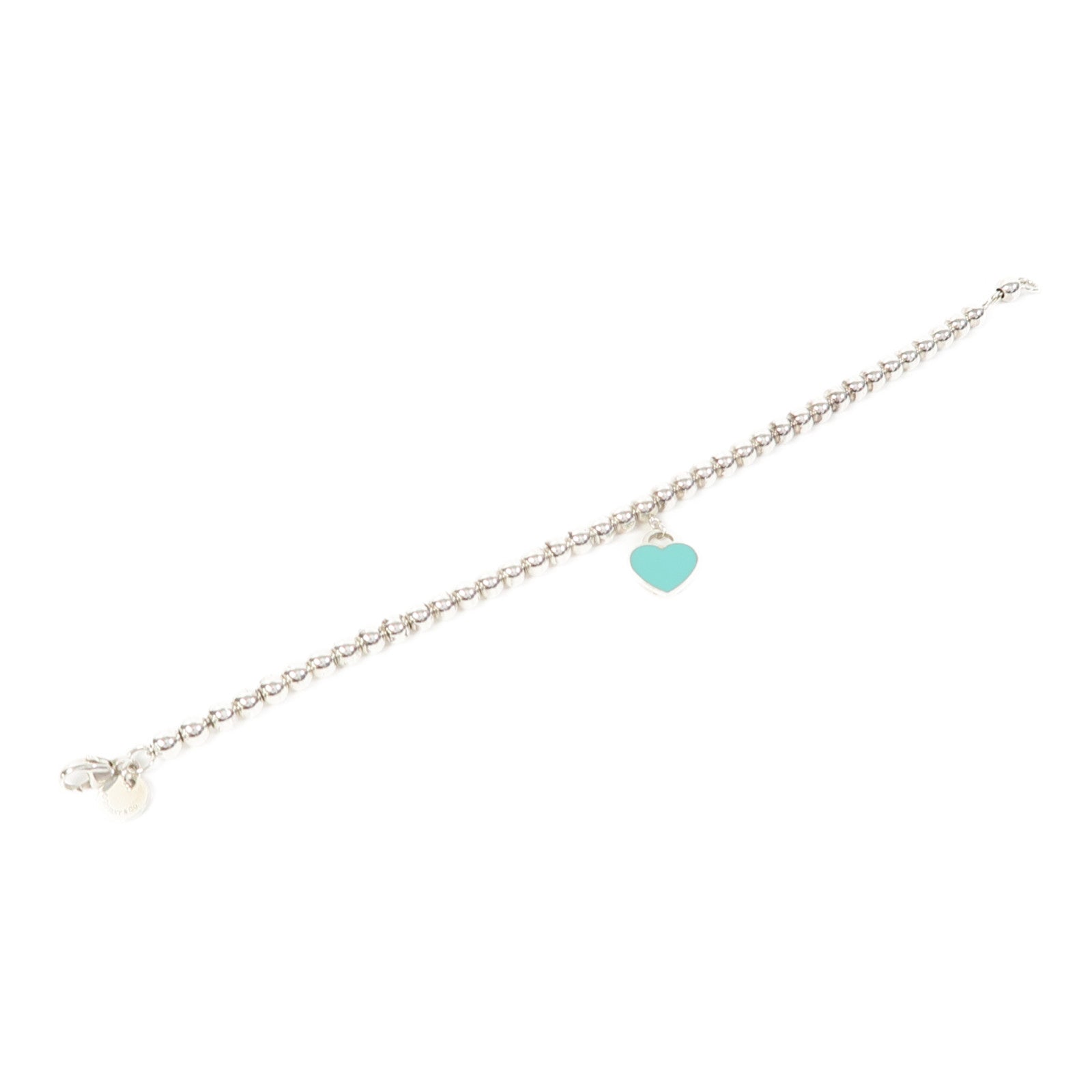 TIFFANY＆CO 925純銀Heart Tag Bead Bracelet手鏈