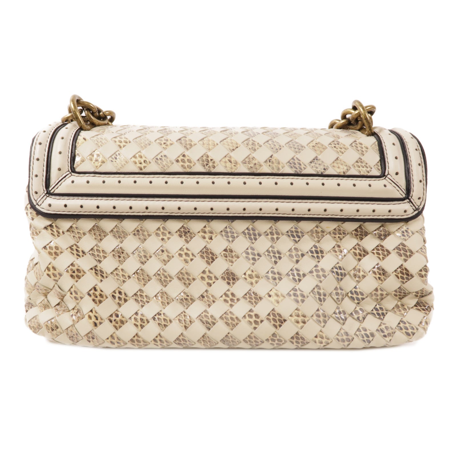 BOTTEGA VENETA 牛皮皮革/蛇皮皮革Chain Shoulder金扣肩背袋