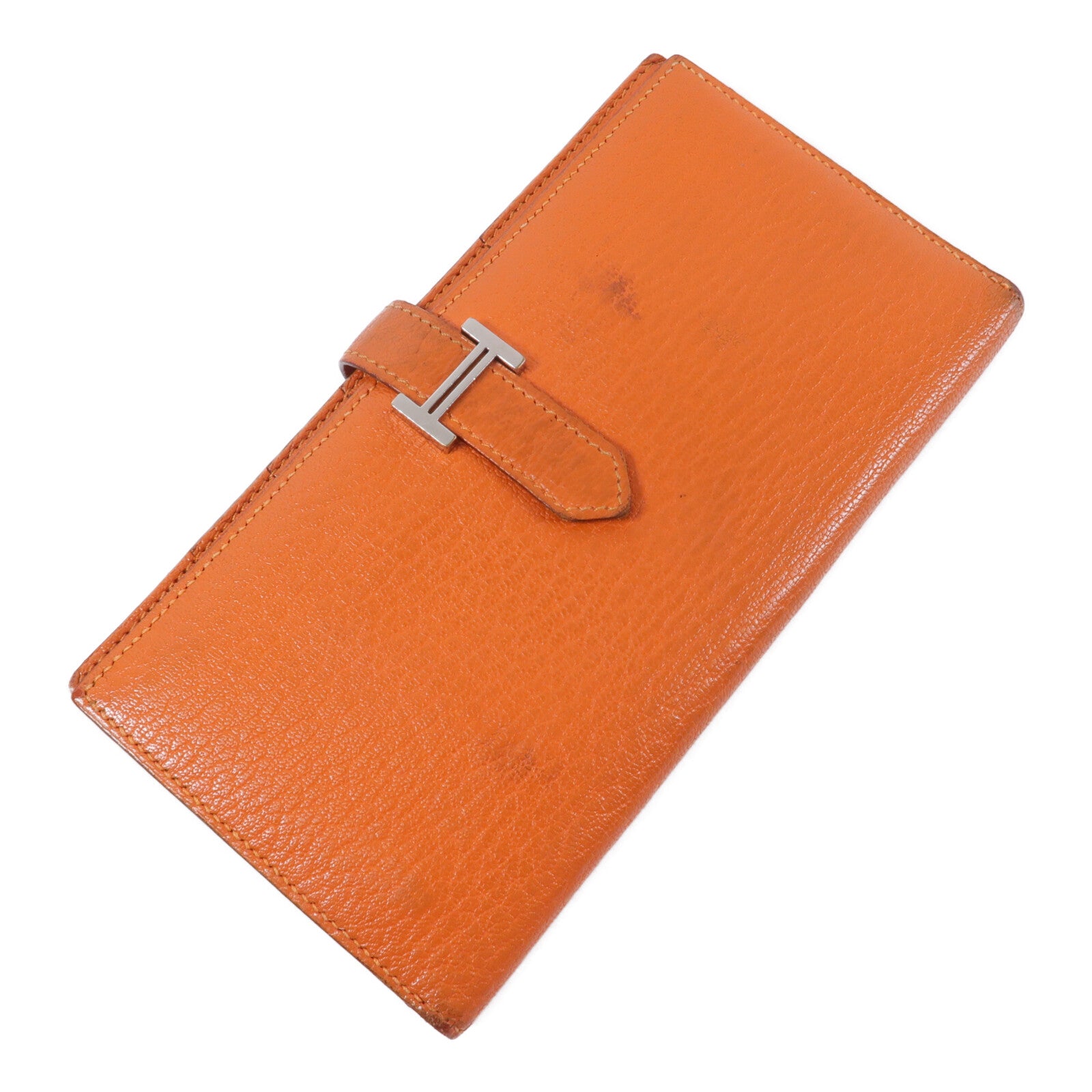 HERMES Chevre皮革Bearn Long Wallet銀包Feu
