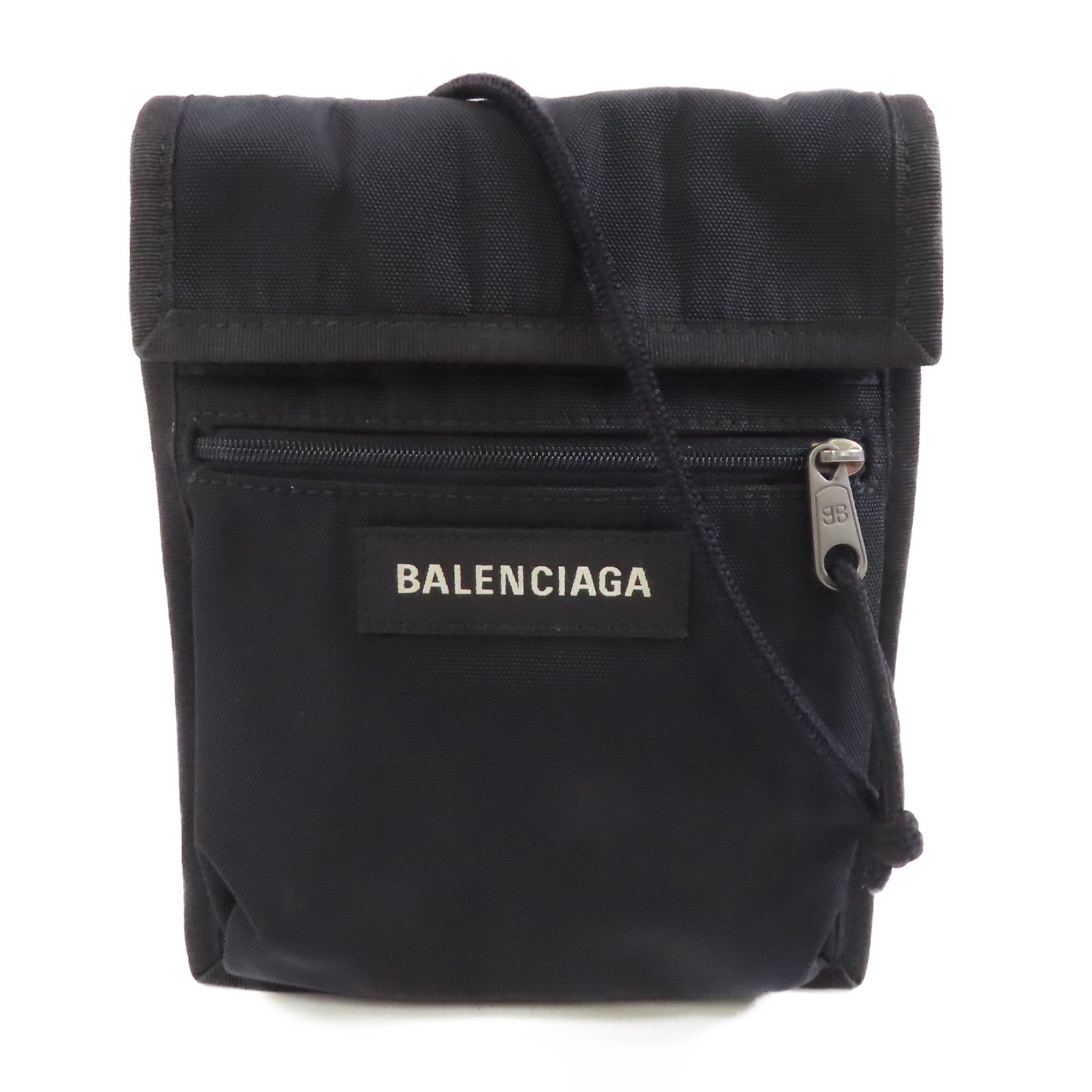 BALENCIAGA 尼龍Shoulder Bag銀扣肩背袋黑色