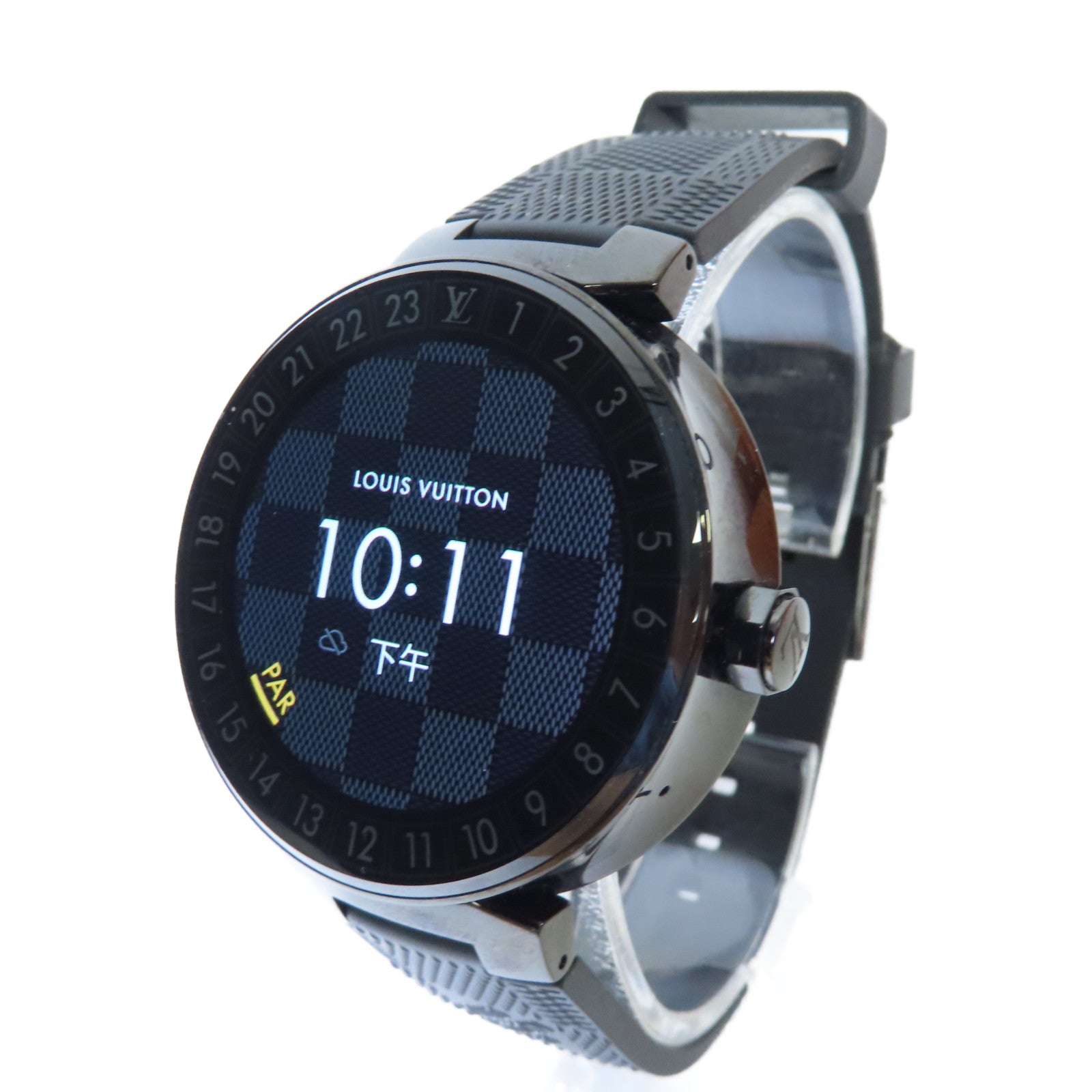LOUIS VUITTON 【激減優惠】Tambour Horizon Digital Smart Watch不鏽鋼/陶瓷/橡膠帶電子手錶黑色