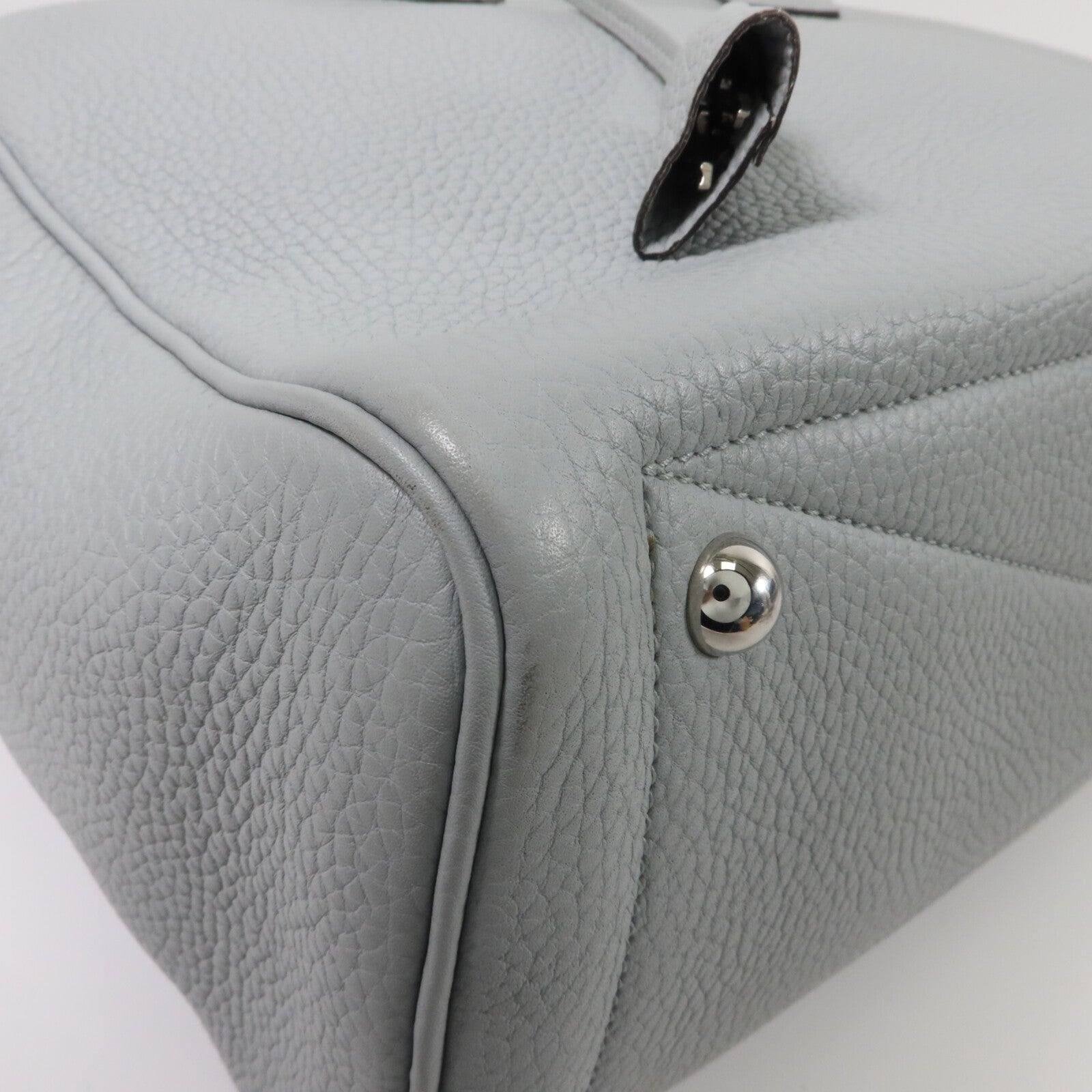HERMES Clemence皮革Victoria 35手挽袋Bleu Pale