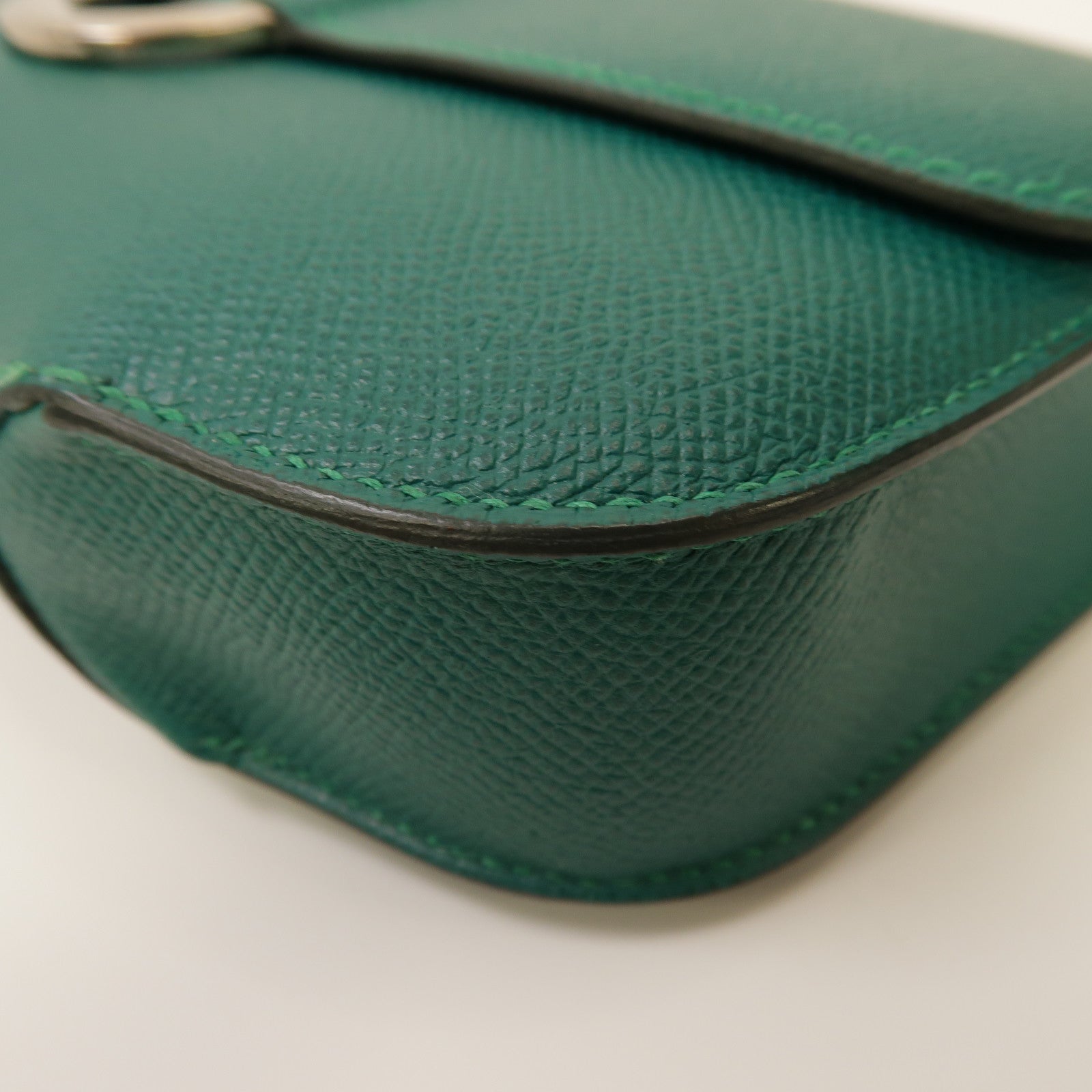 HERMES 【激減優惠】Epsom皮革Cherche Midi 22金扣手拿包孔雀綠色