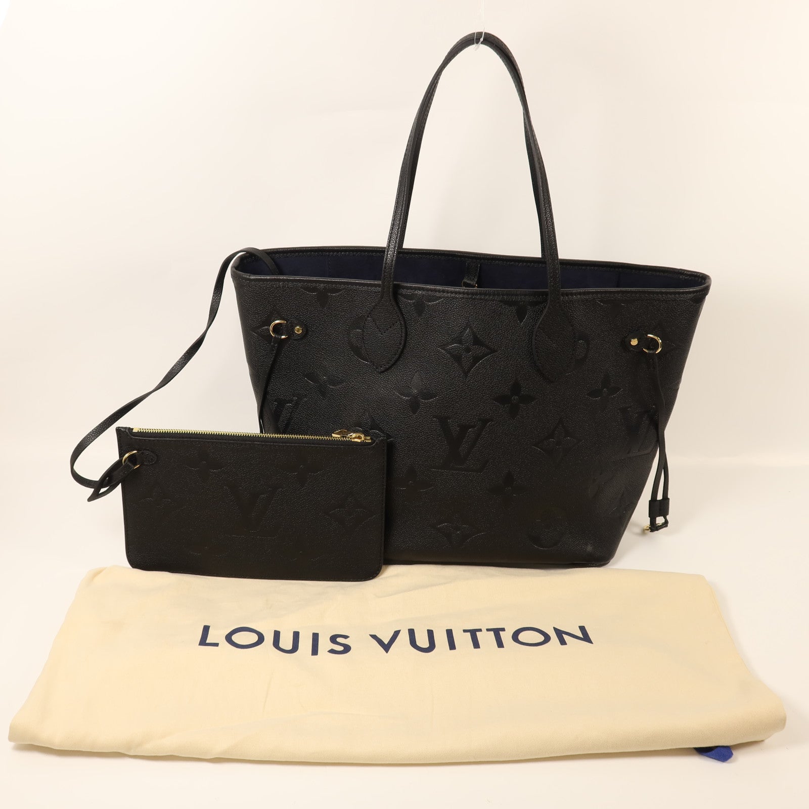 LOUIS VUITTON Monogram Empreinte Neverfull MM金扣手挽袋