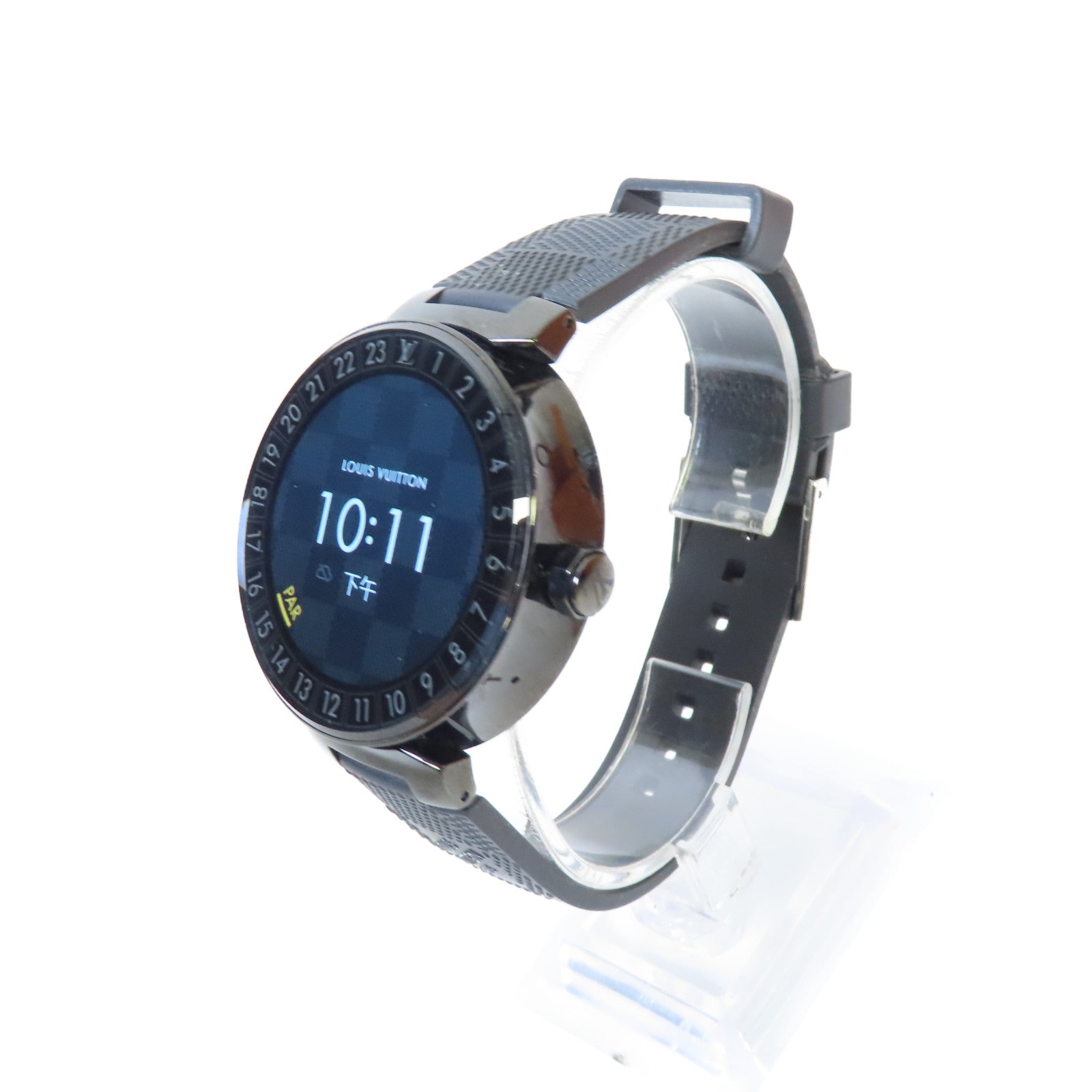 LOUIS VUITTON 【激減優惠】Tambour Horizon Digital Smart Watch不鏽鋼/陶瓷/橡膠帶電子手錶黑色