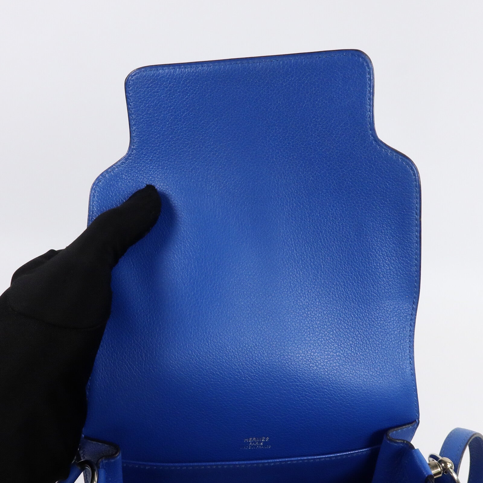 HERMES Evercolor皮革Mini Roulis肩背袋Bleu Hydra
