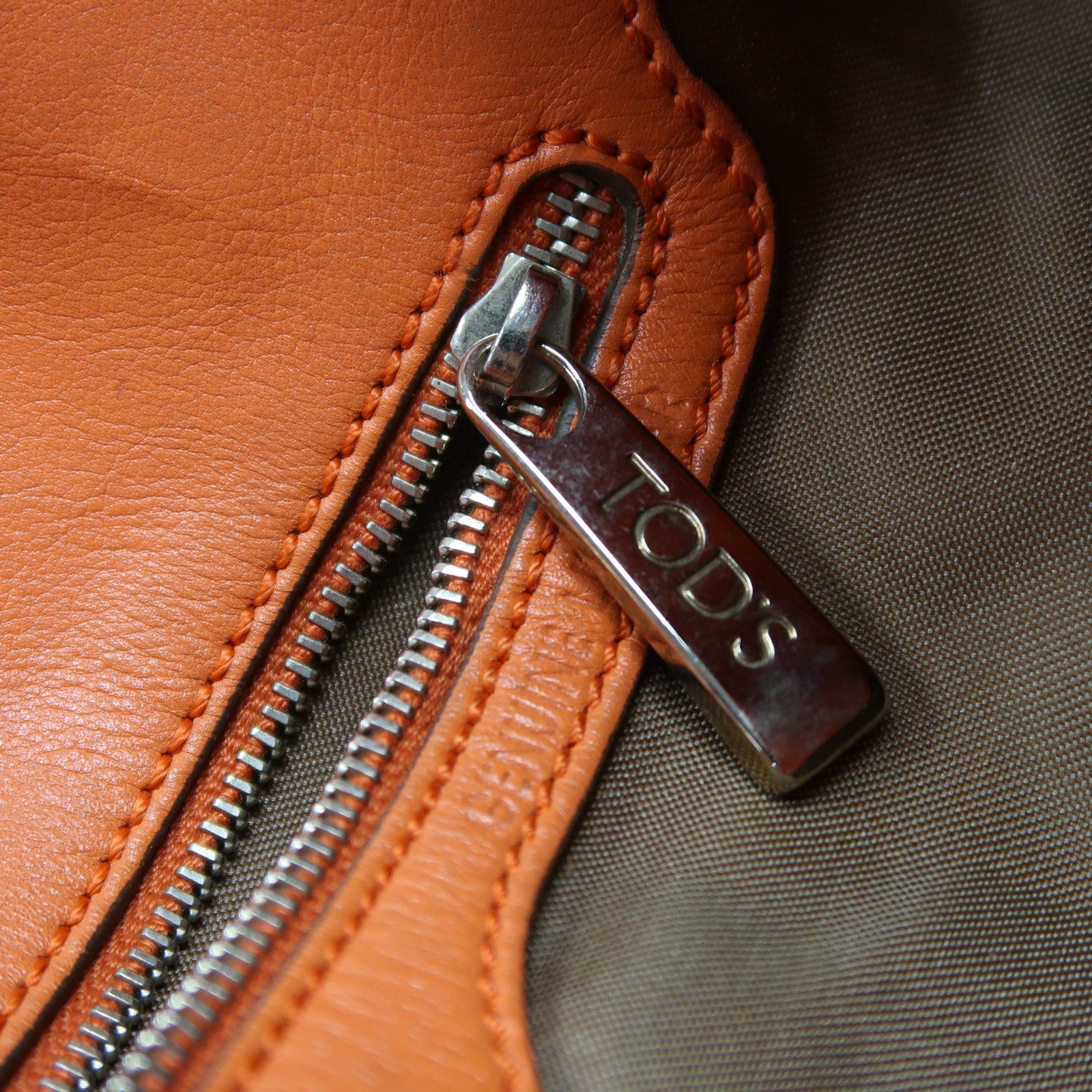 TOD'S (PRICE DOWN) SHW Hand Bag Calfskin Leather Orange