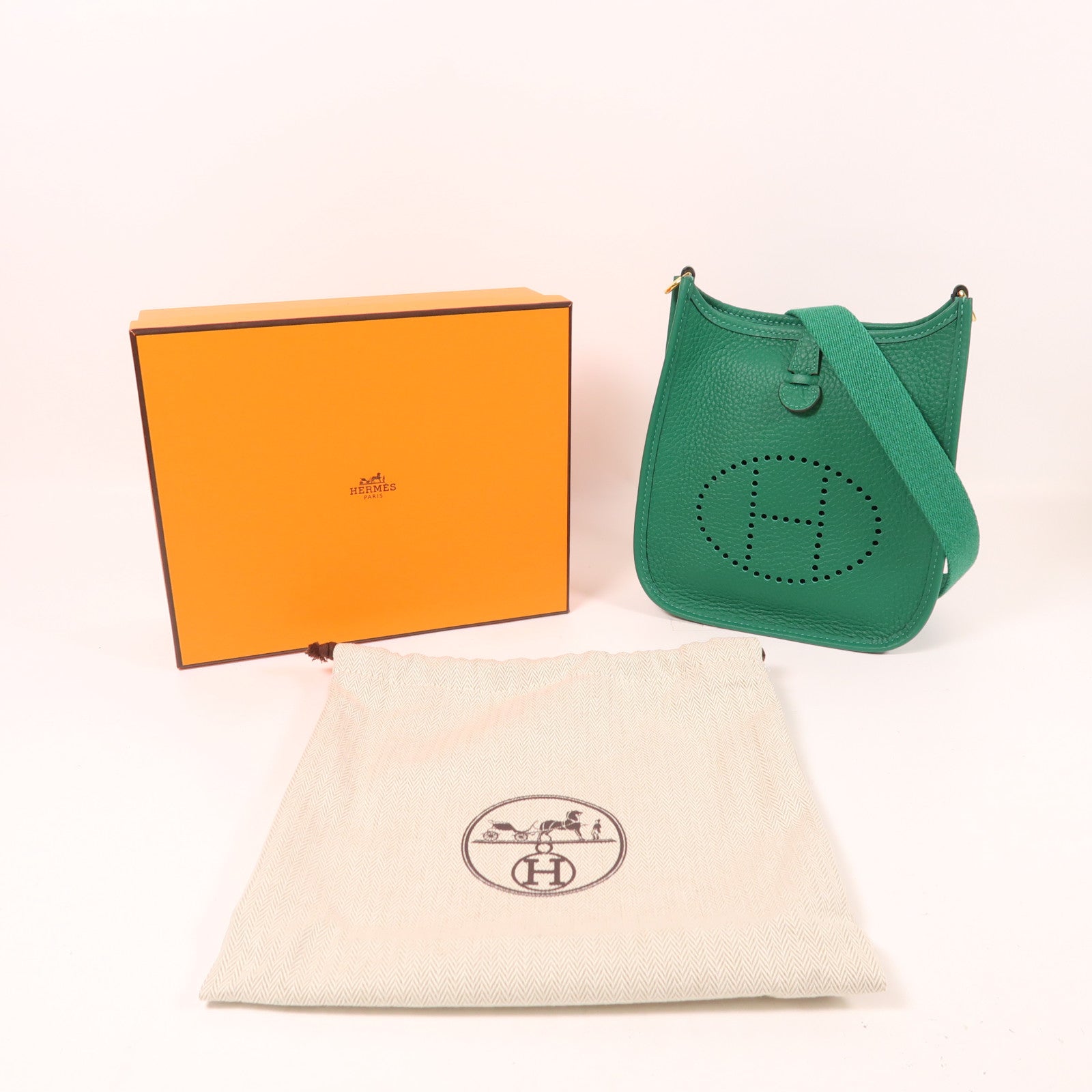 HERMES Clemence皮革Evelyne TPM金扣肩背袋
