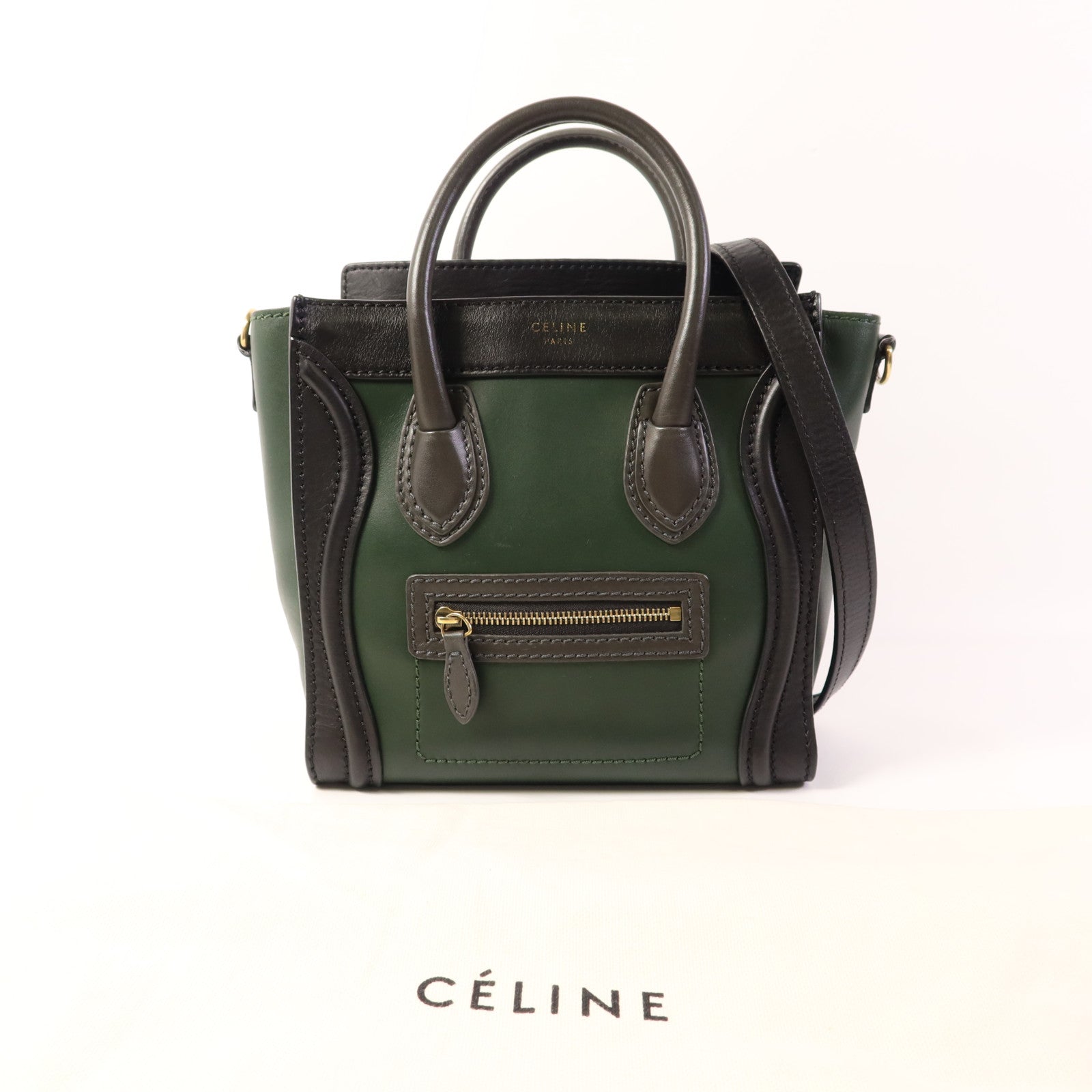 CELINE 牛皮皮革Nano Luggage金扣手挽肩背兩用袋