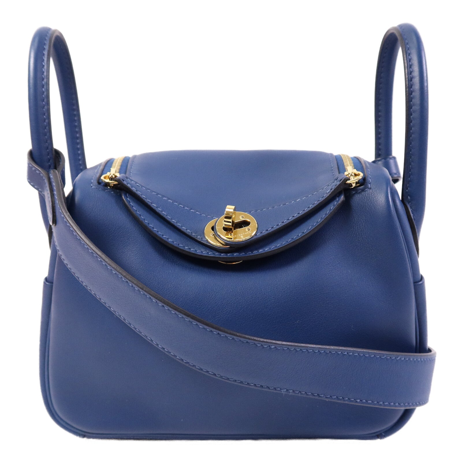 HERMES 【激減優惠】Swift皮革Mini Lindy金扣手挽肩背兩用袋Deep Blue