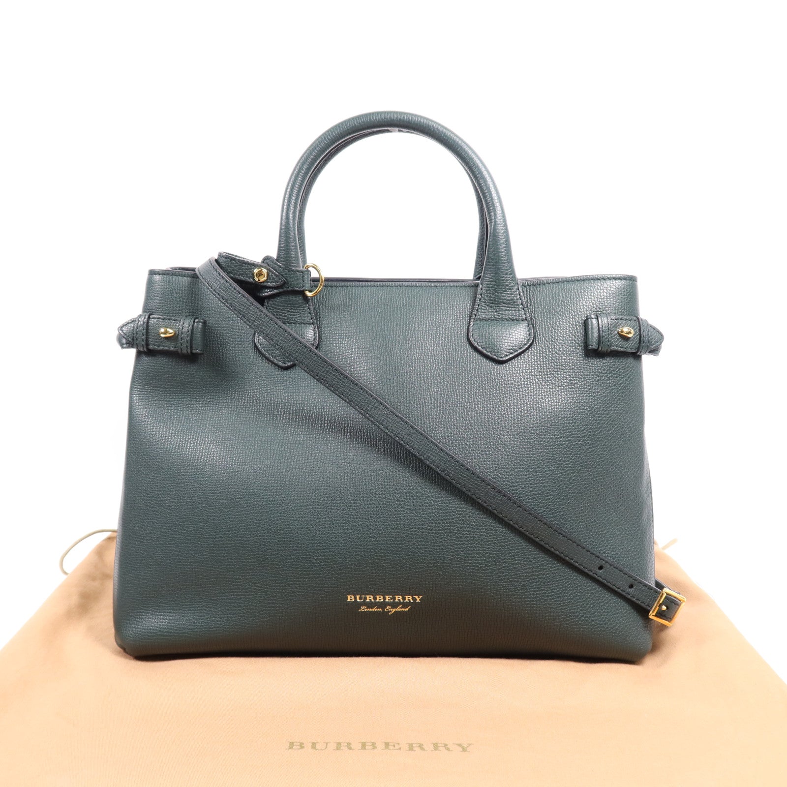 BURBERRY 牛皮皮革Shoulder Bag金扣手挽肩背兩用袋