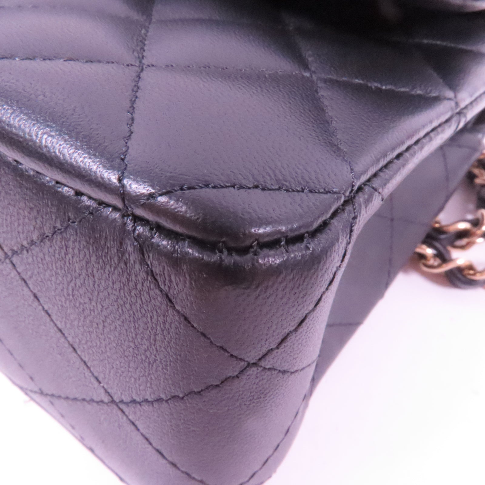 CHANEL 菱格羊皮皮革Classic 25金扣鏈帶肩背袋黑色