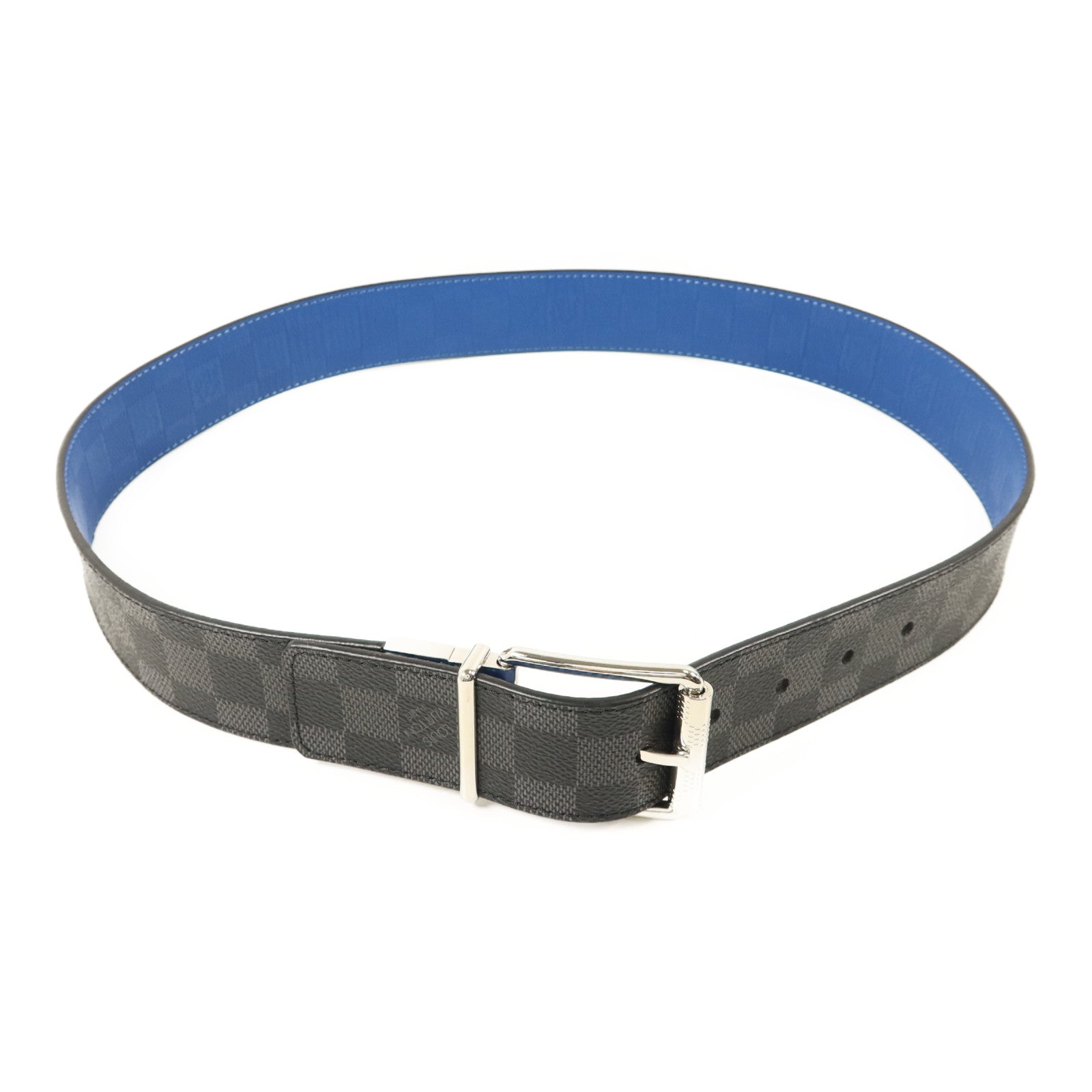 LOUIS VUITTON Damier Graphite Reversible Belt銀扣皮帶