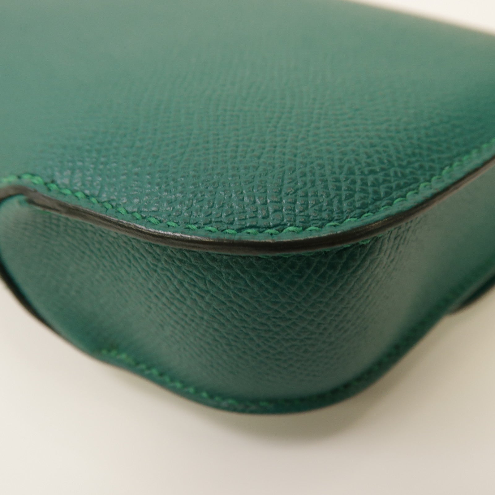 HERMES 【激減優惠】Epsom皮革Cherche Midi 22金扣手拿包孔雀綠色