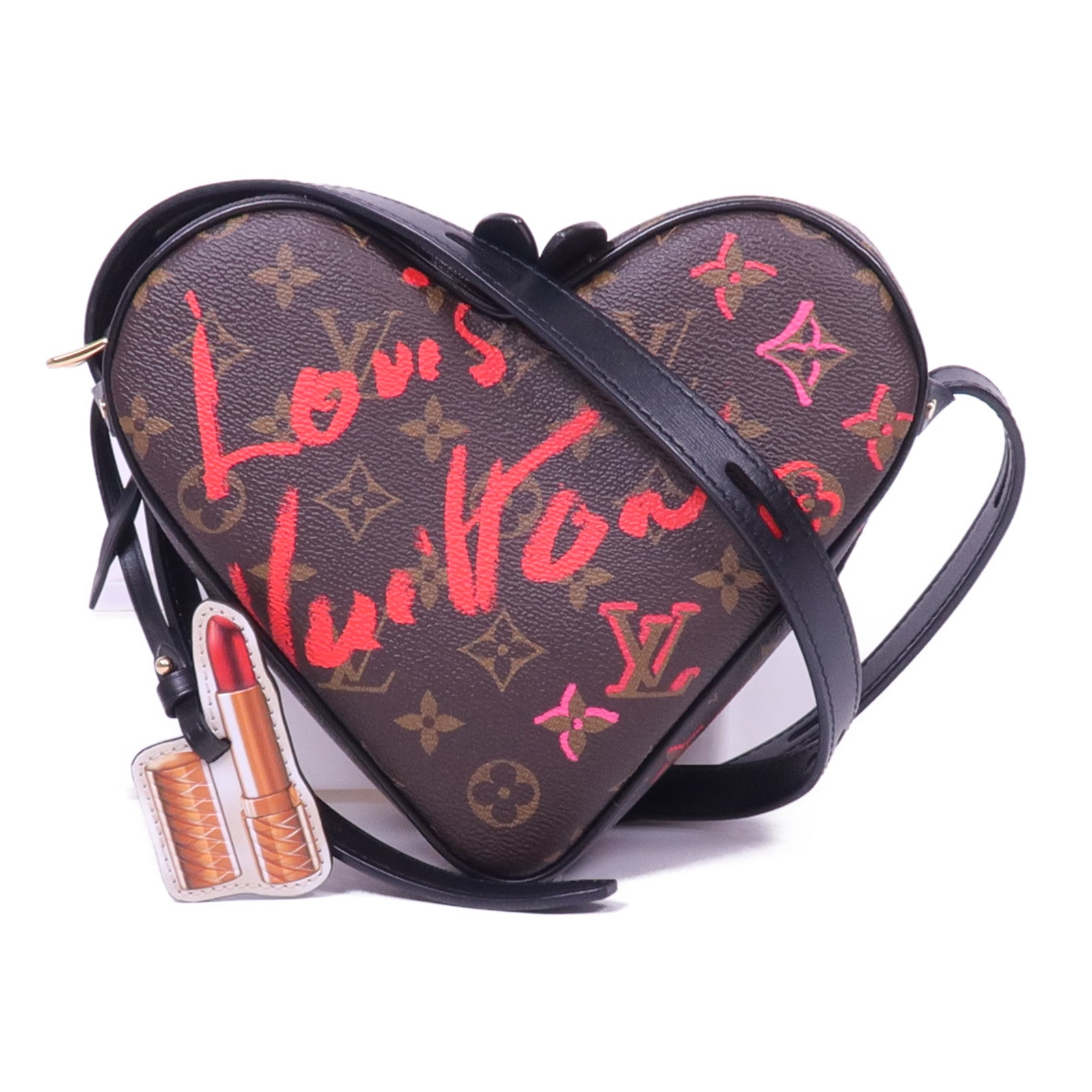 LOUIS VUITTON Monogram Sac Coeur Fall In Love金扣肩背袋棕色