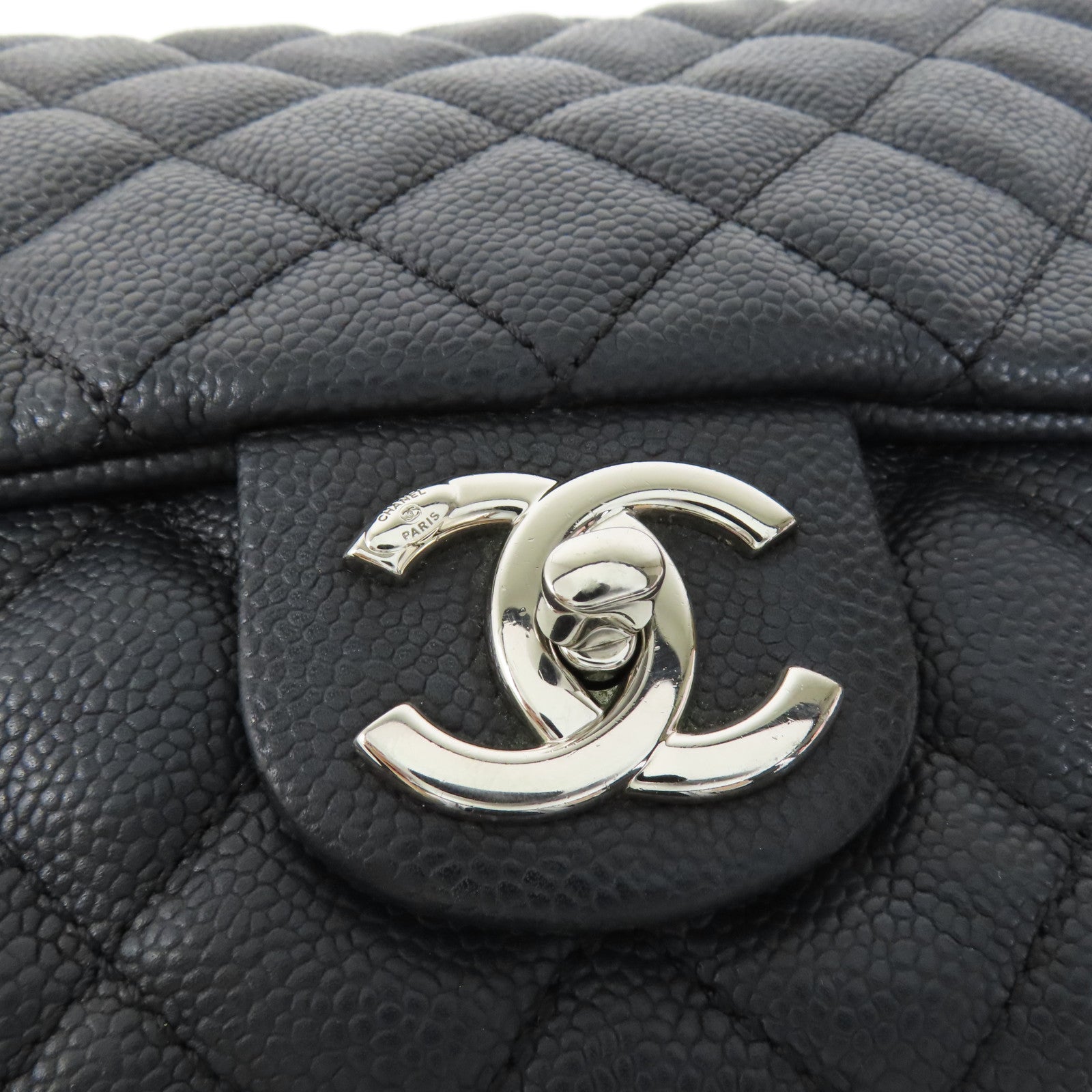 CHANEL 牛皮皮革Flap Bag銀扣鏈帶肩背袋
