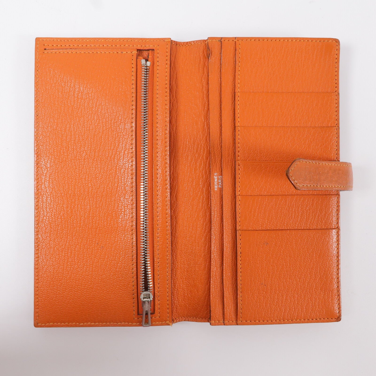 HERMES Chevre皮革Bearn Long Wallet銀包Feu