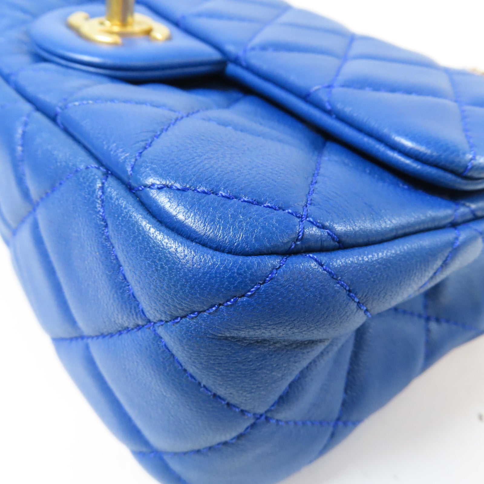 CHANEL 【激減優惠】菱格羊皮皮革Classic Flap Mini Chain Bag金扣肩背袋藍色