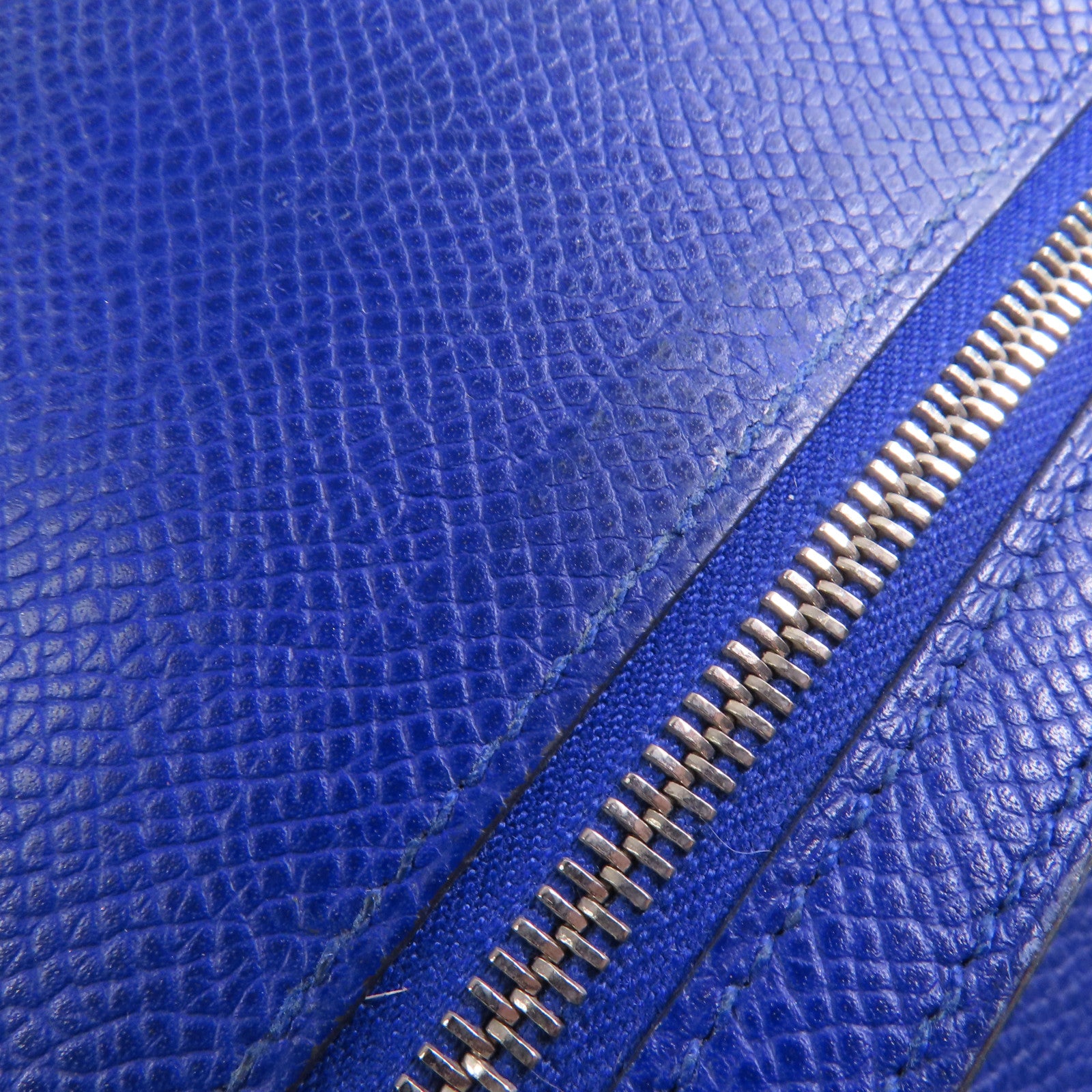 HERMES Epsom皮革Bearn Long Wallet銀扣長錢包Bleu Electrique