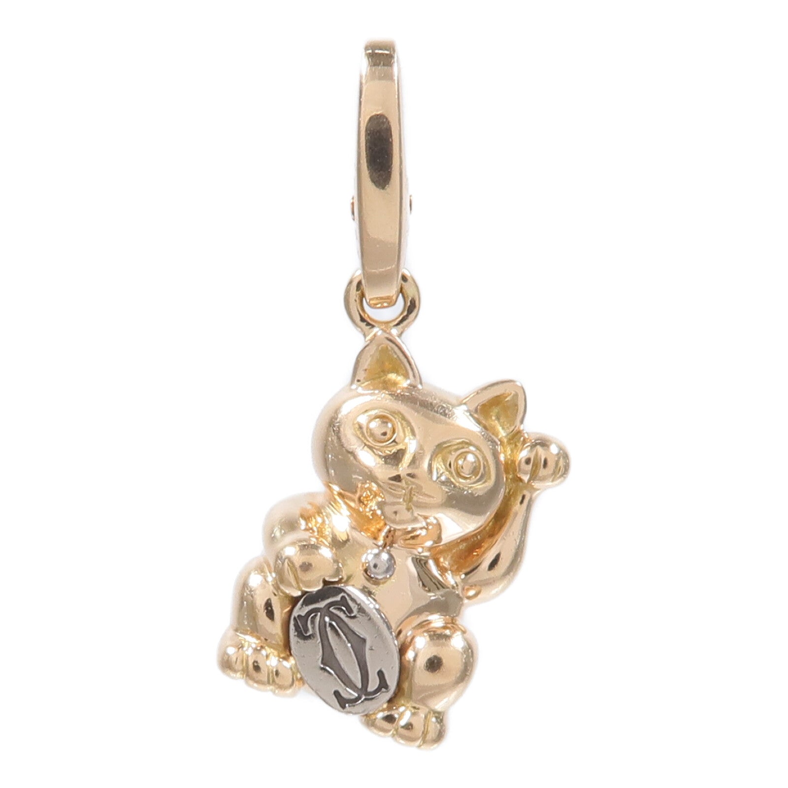 CARTIER 18K玫瑰金/白金Lucky Cat Charm掛飾