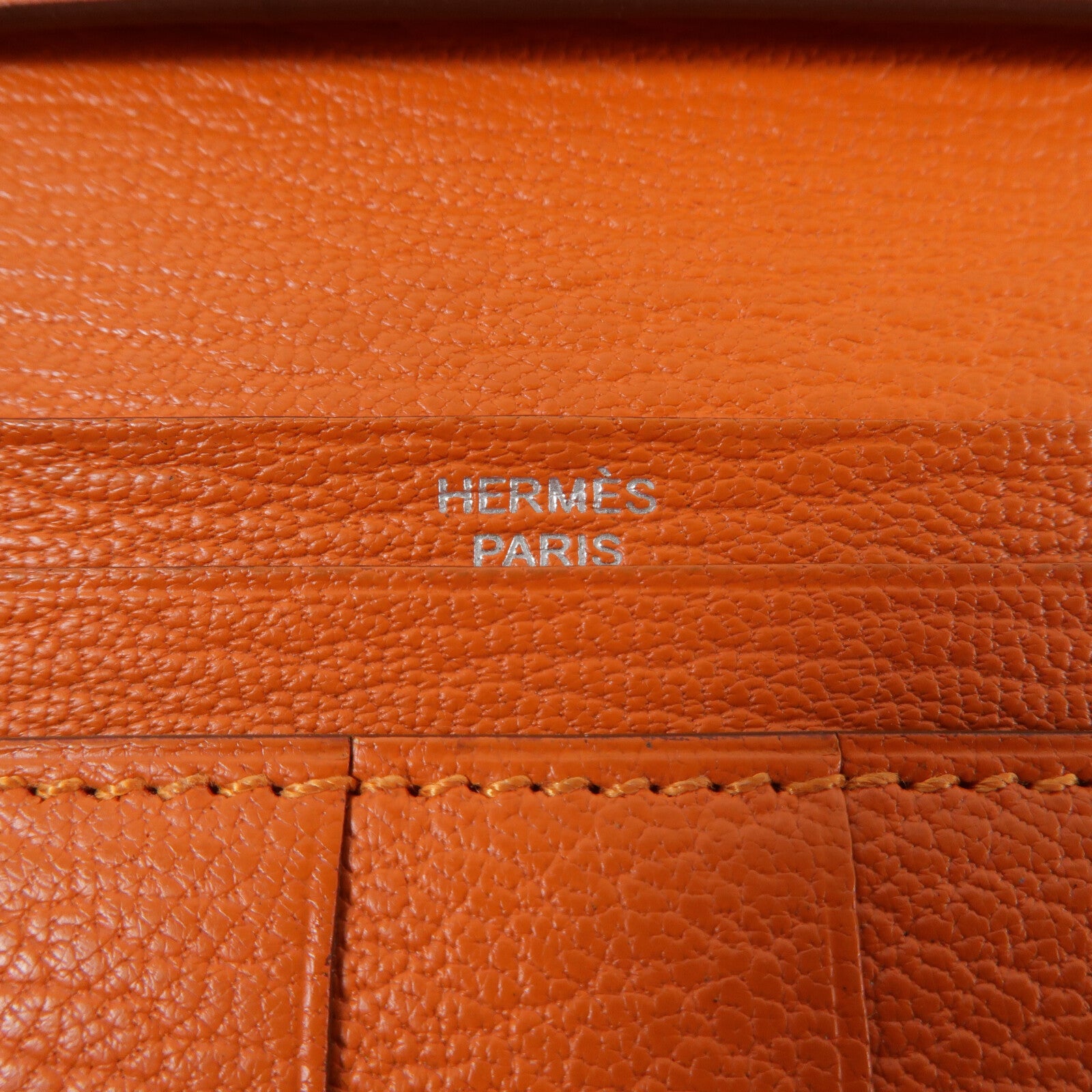 HERMES Chevre皮革Bearn Long Wallet銀包Feu