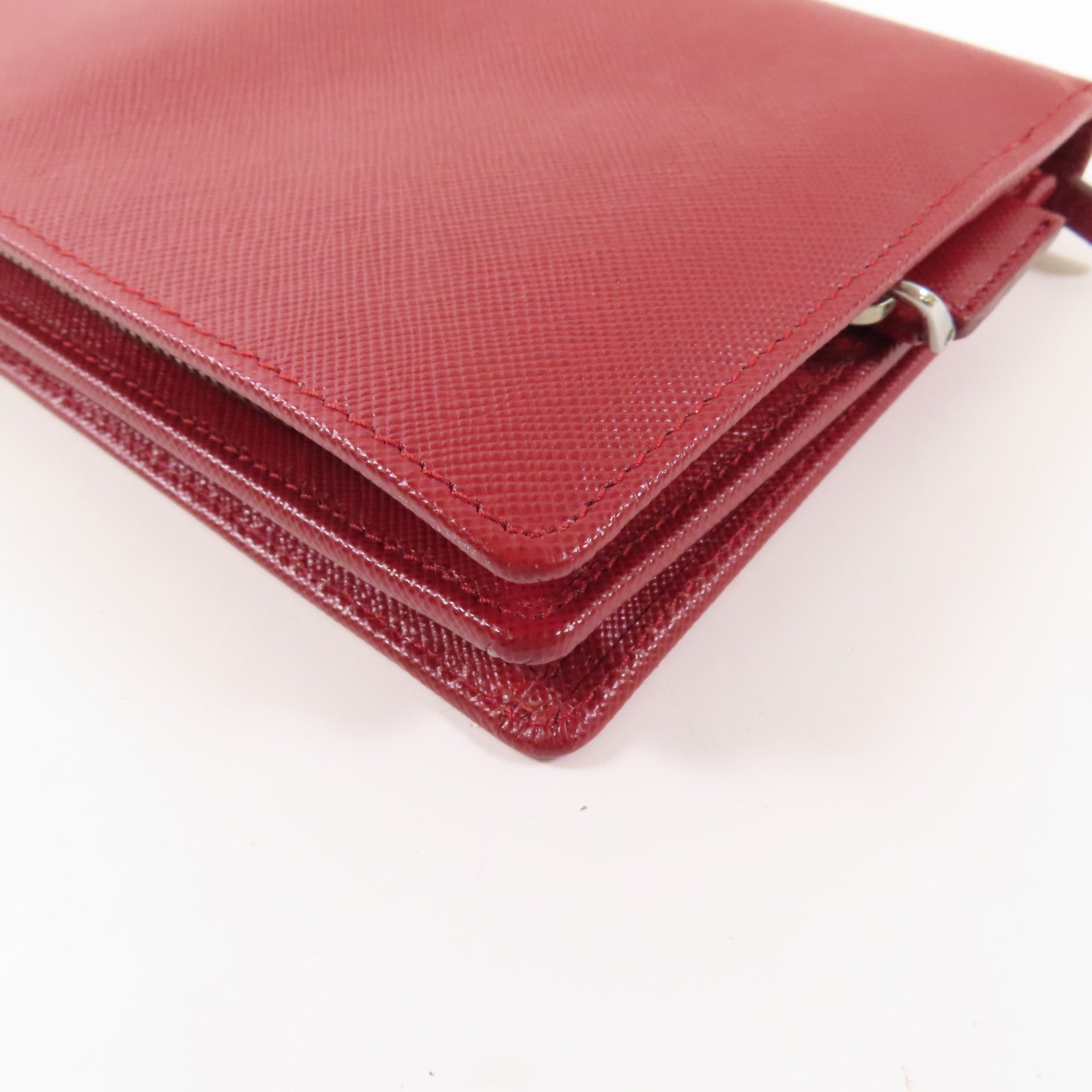 PRADA 【激減優惠】牛皮皮革Long Bifold Wallet銀扣長錢包