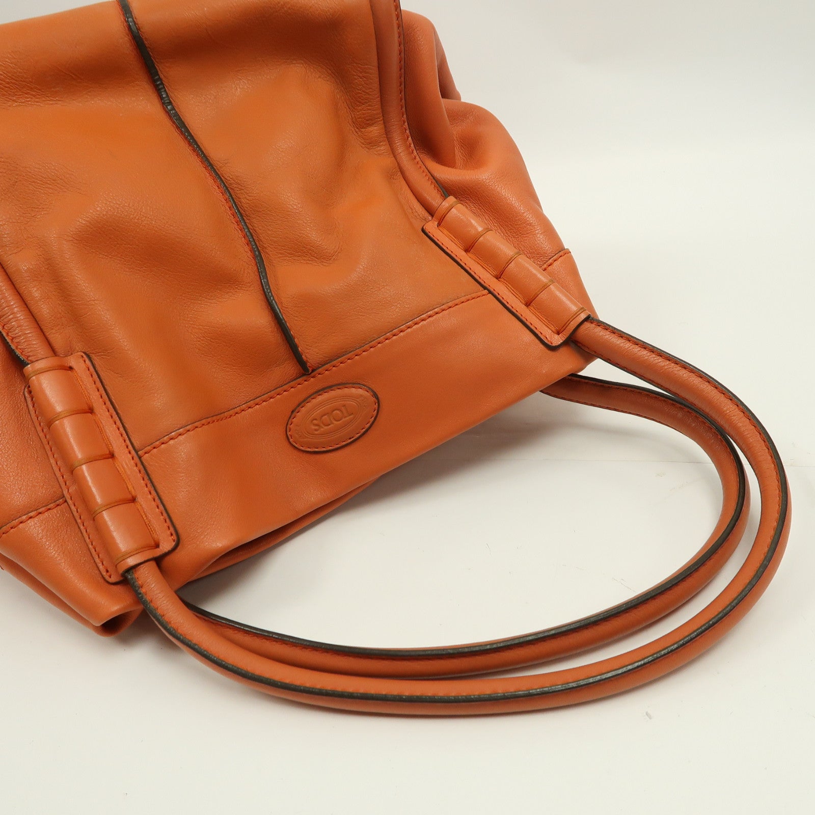 TOD'S (PRICE DOWN) SHW Hand Bag Calfskin Leather Orange