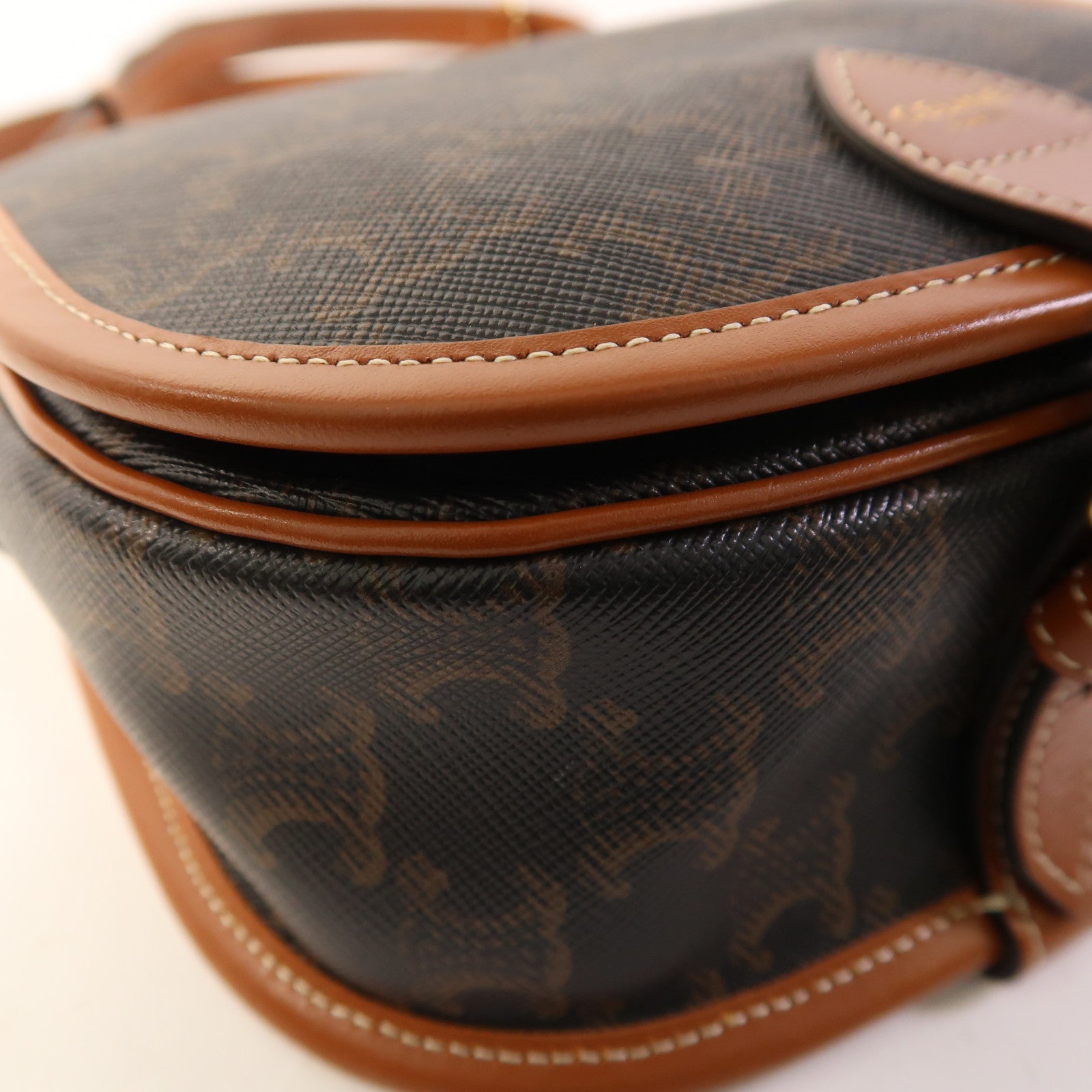 CELINE 塗層帆布Folco金扣肩背袋