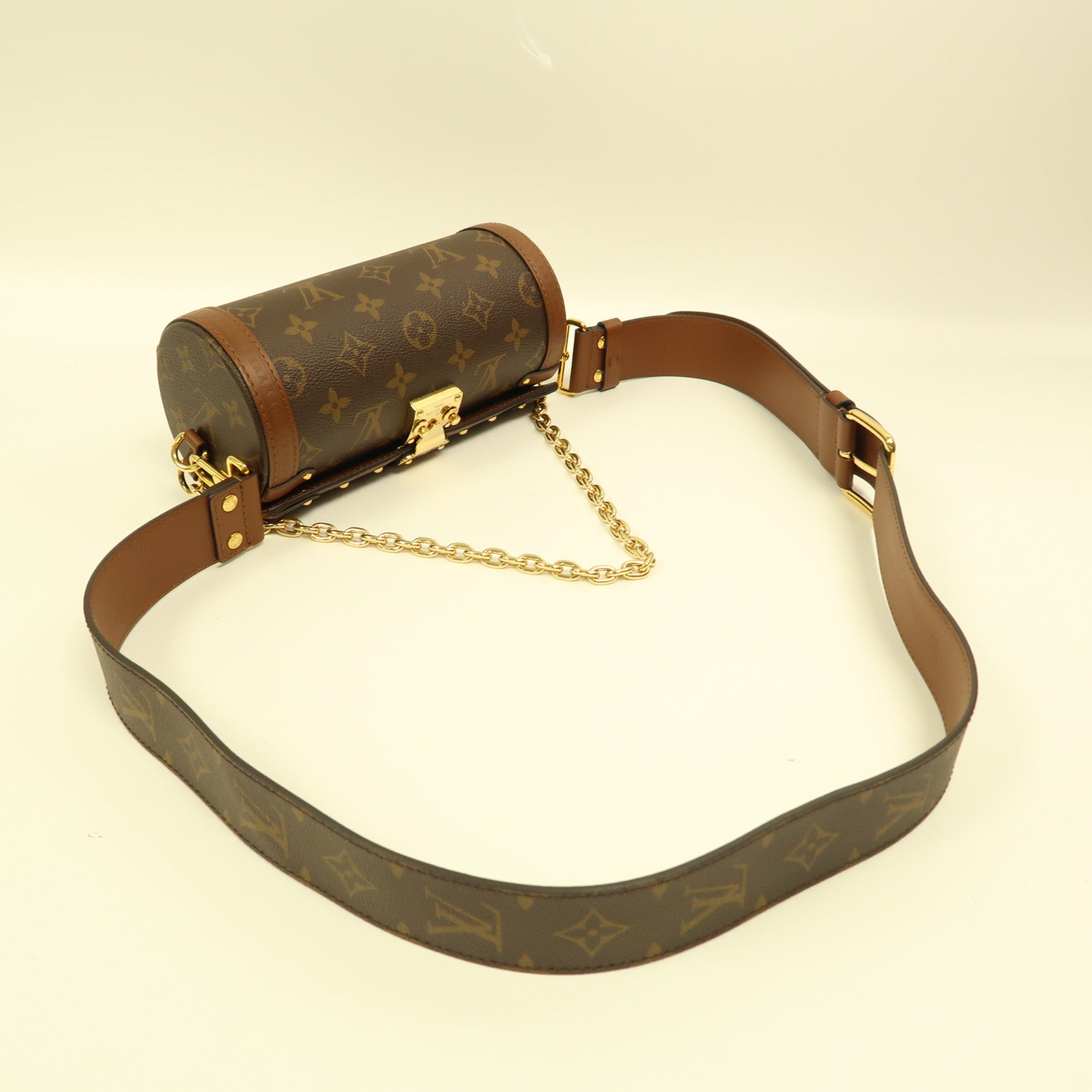 LOUIS VUITTON Monogram Papillon Trunk金扣手挽肩背兩用袋棕色