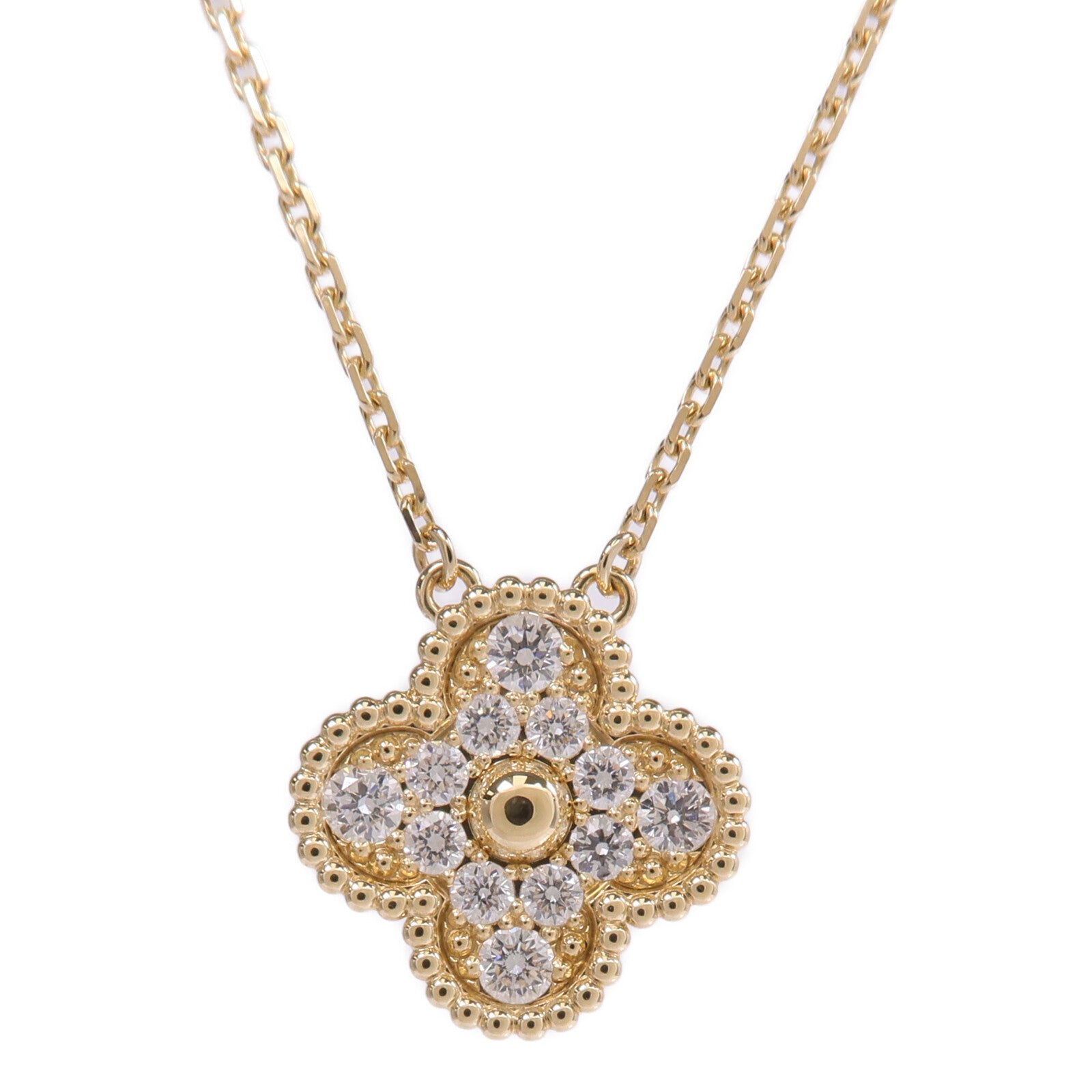 Van Cleef & Arpels 18K黃金Vintage Alhambra Pendant鑽石項鍊