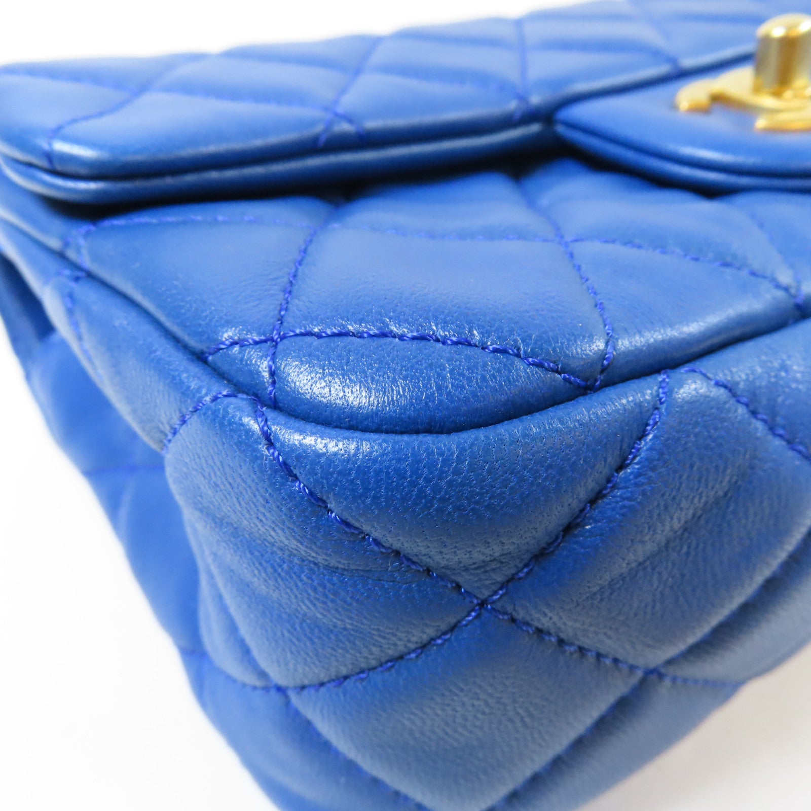 CHANEL 【激減優惠】菱格羊皮皮革Classic Flap Mini Chain Bag金扣肩背袋藍色