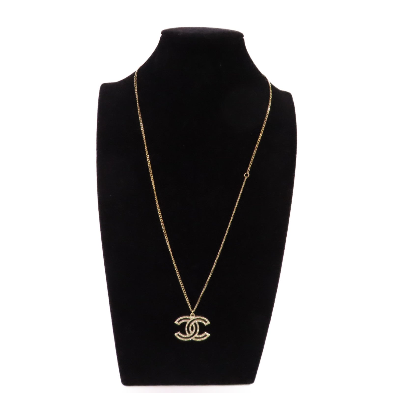 CHANEL 金屬/水鑽CC Necklace金扣項鏈金色