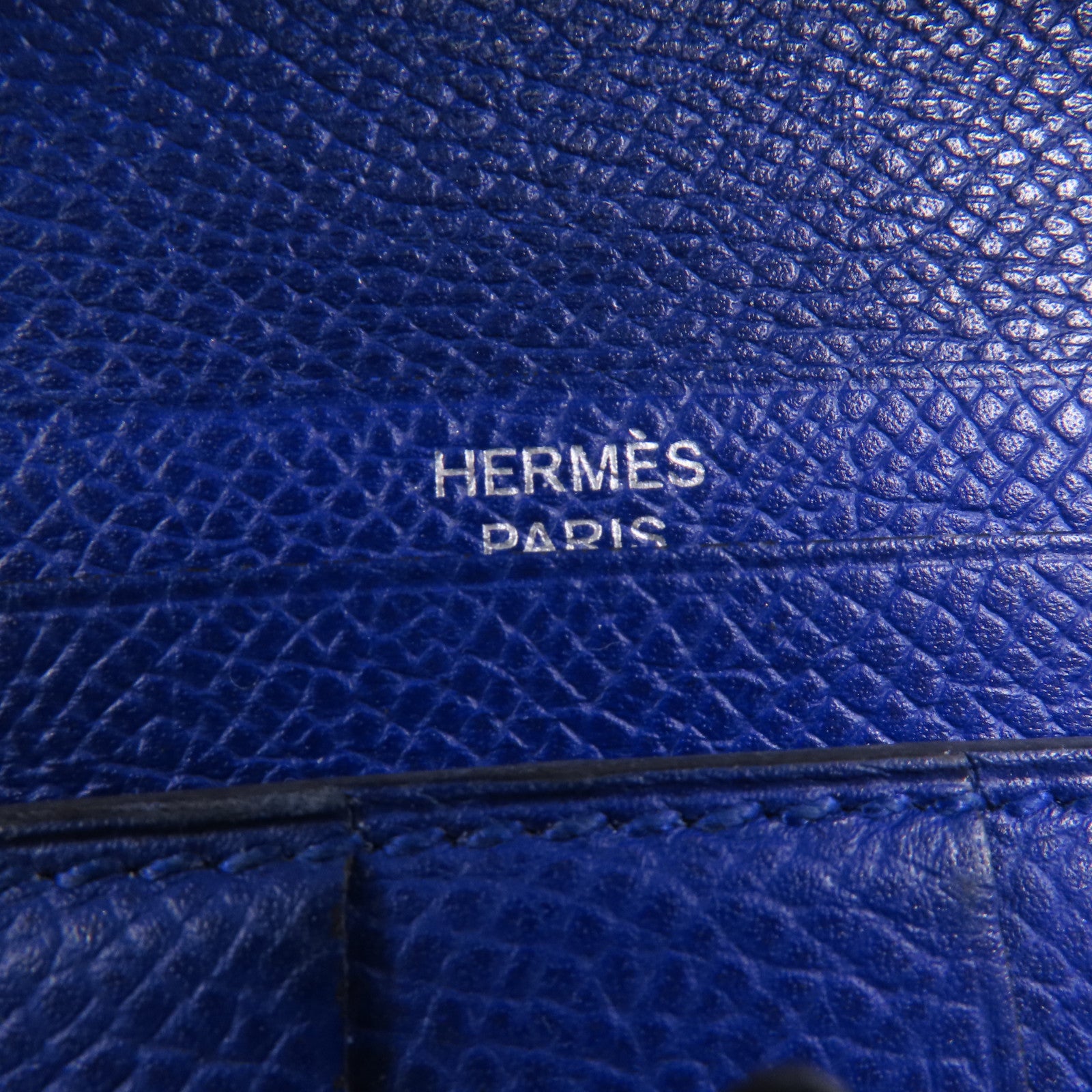 HERMES 【激減優惠】Epsom皮革Bearn Long Wallet銀扣長錢包Bleu Electrique