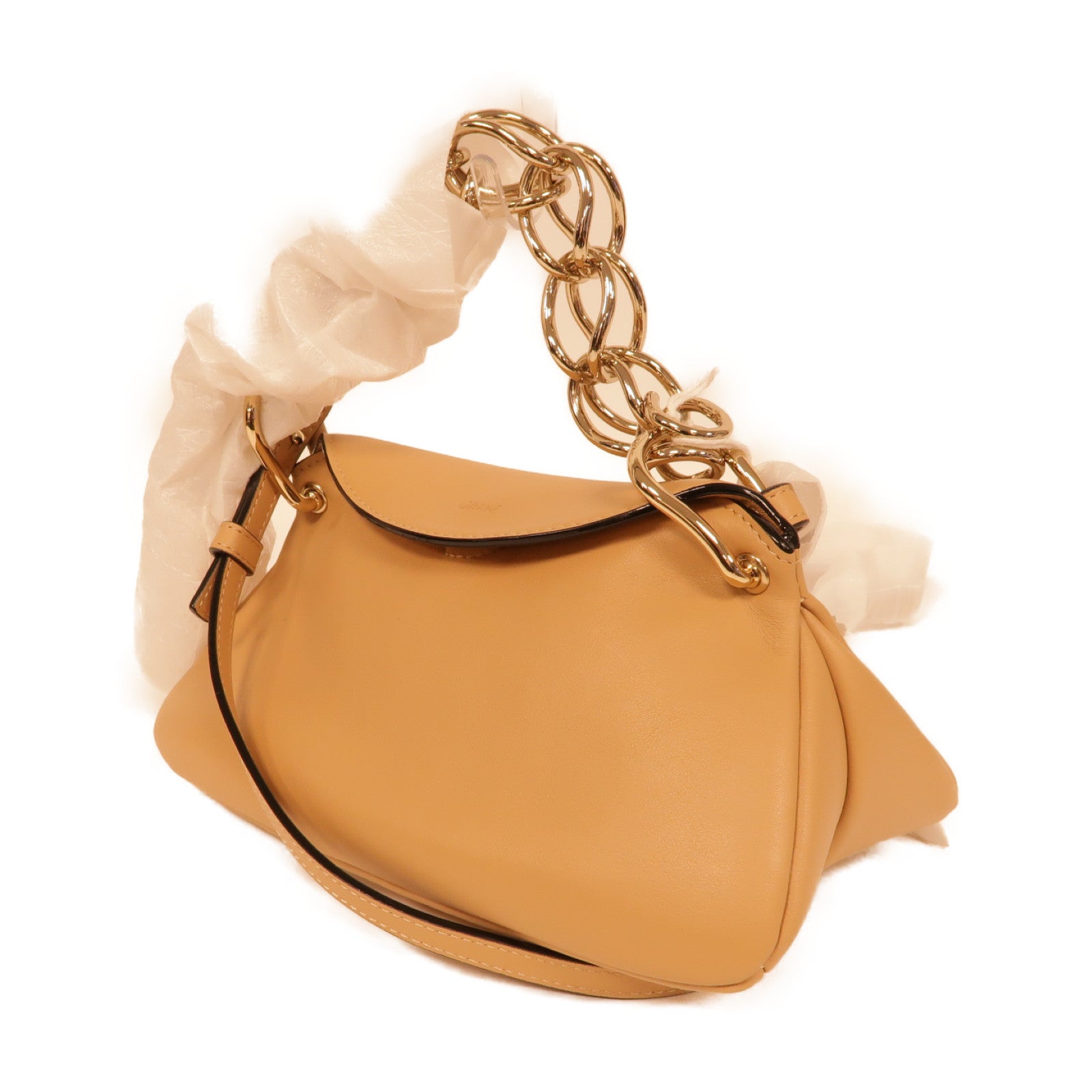 Chloe 【激減優惠】牛皮皮革2way Shoulder Bag金扣手挽肩背兩用袋杏色