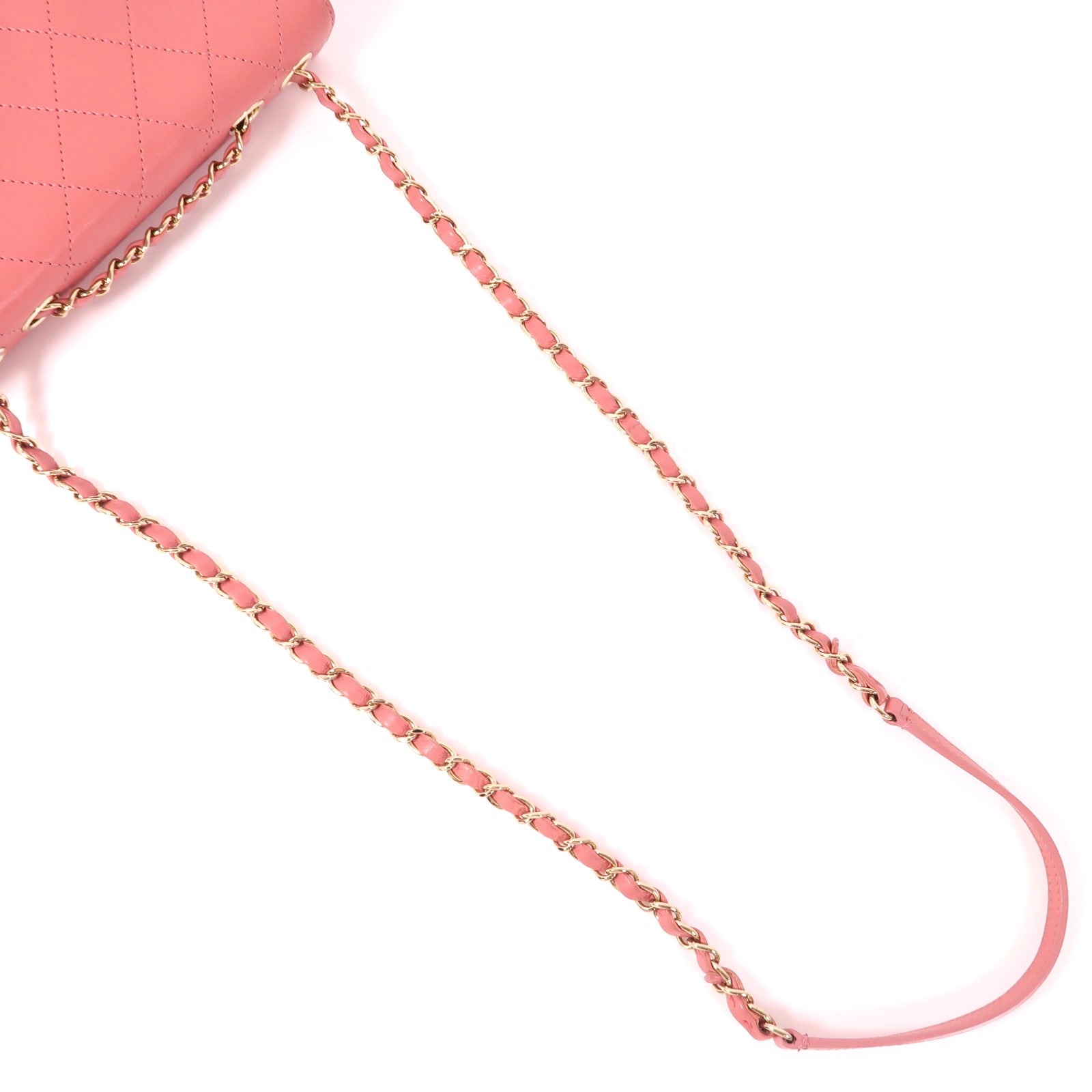 CHANEL 牛皮皮革Chain Shoulder金扣鏈帶肩背袋