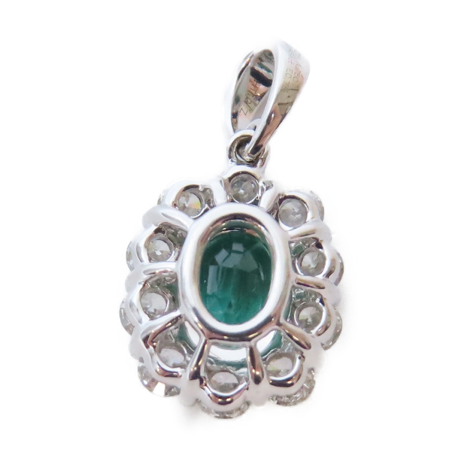 JEWELRY 18K白金Emerald Diamond Pendant Top綠寶石/鑽石吊墜銀色