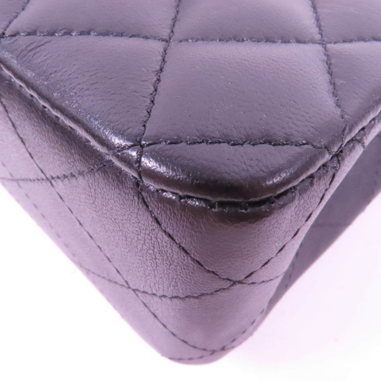CHANEL 菱格羊皮皮革Classic 25金扣鏈帶肩背袋黑色