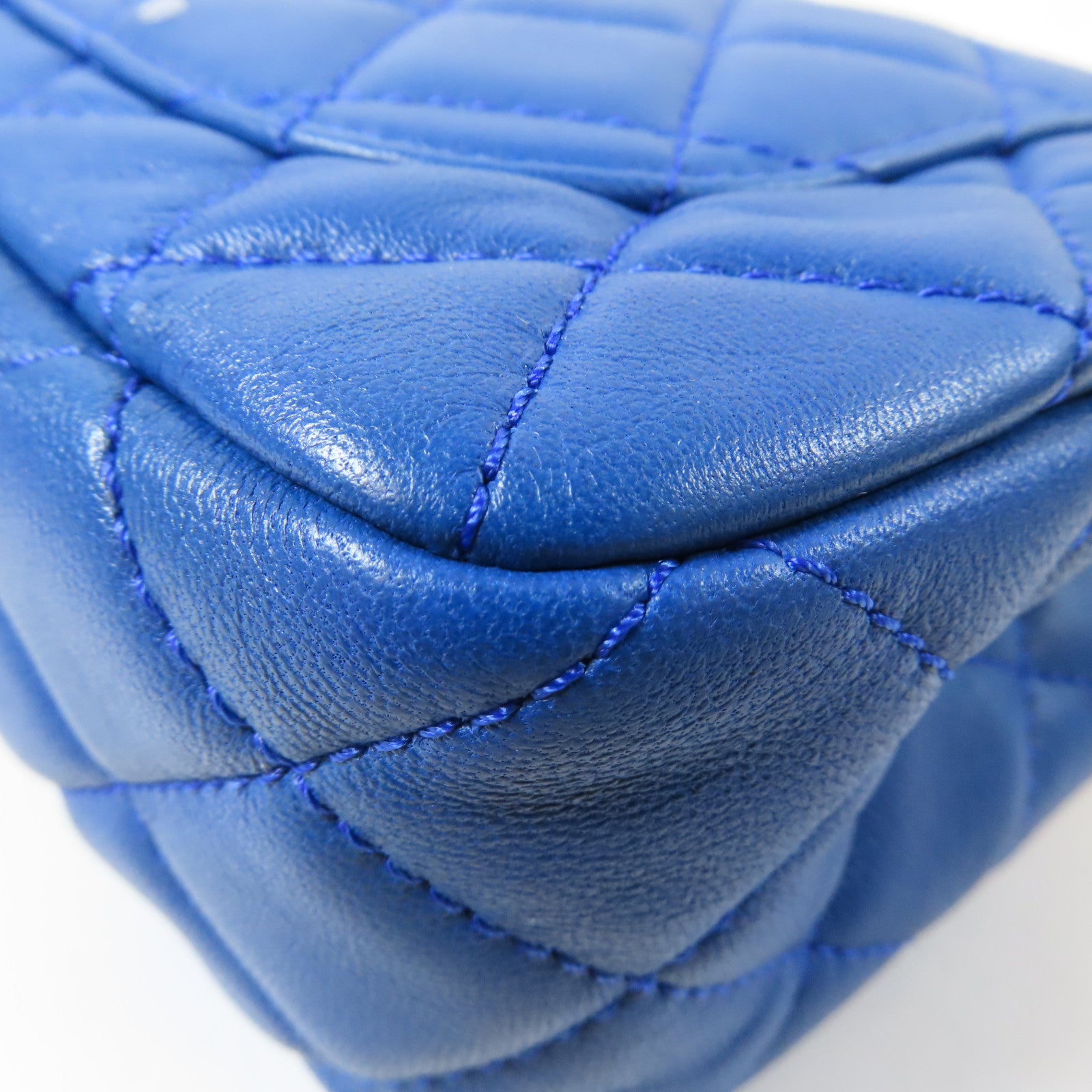 CHANEL 【激減優惠】菱格羊皮皮革Classic Flap Mini Chain Bag金扣肩背袋藍色