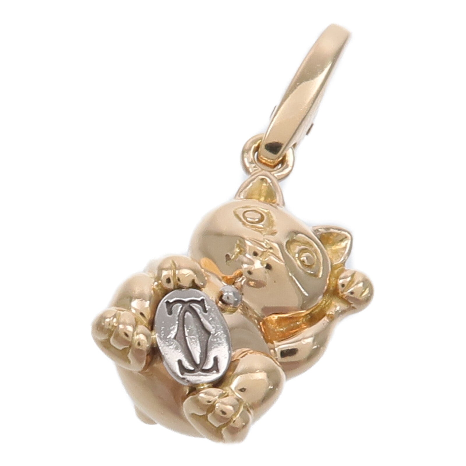 CARTIER 18K玫瑰金/白金Lucky Cat Charm掛飾