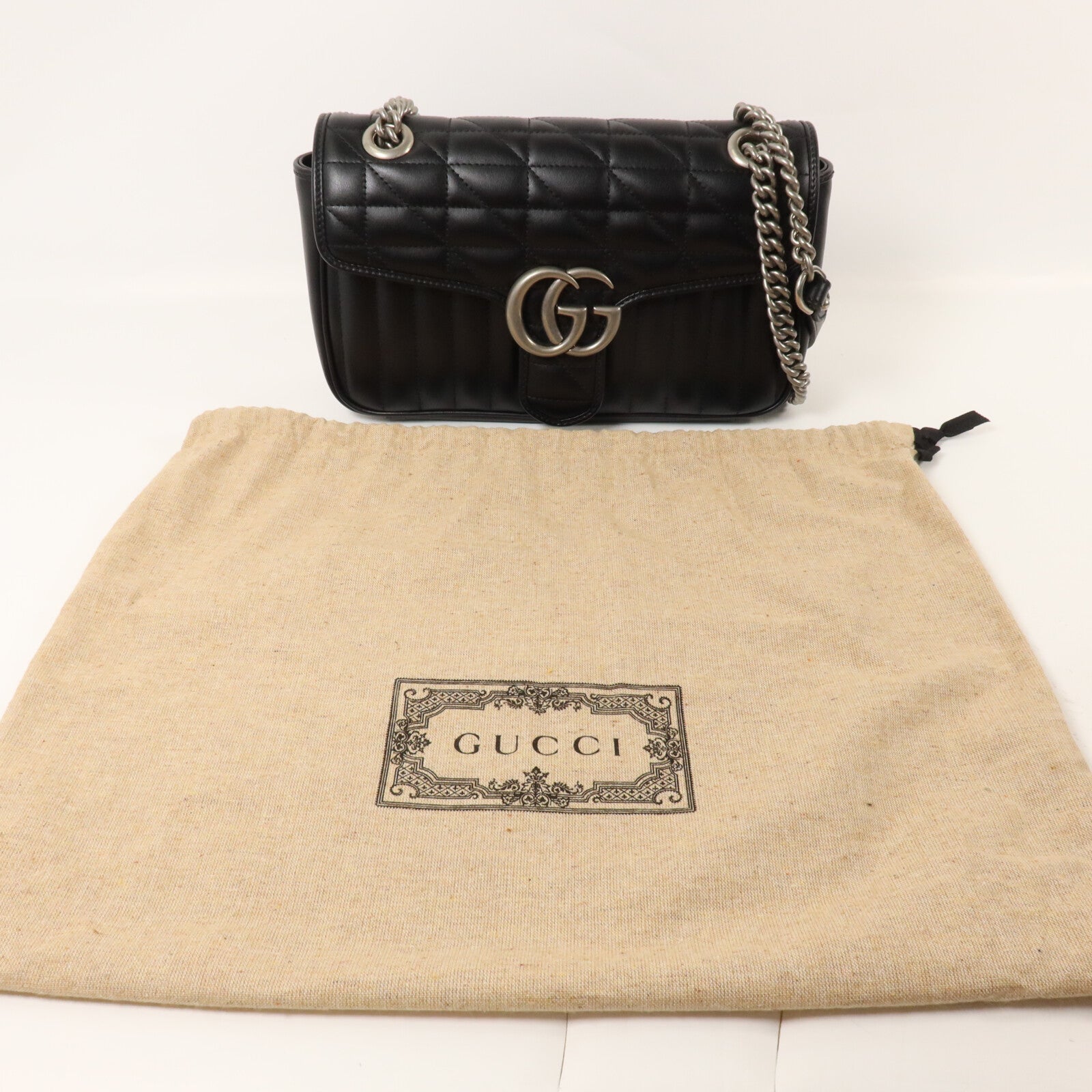 GUCCI 牛皮皮革GG Marmont Shoulder Bag鏈帶肩背袋