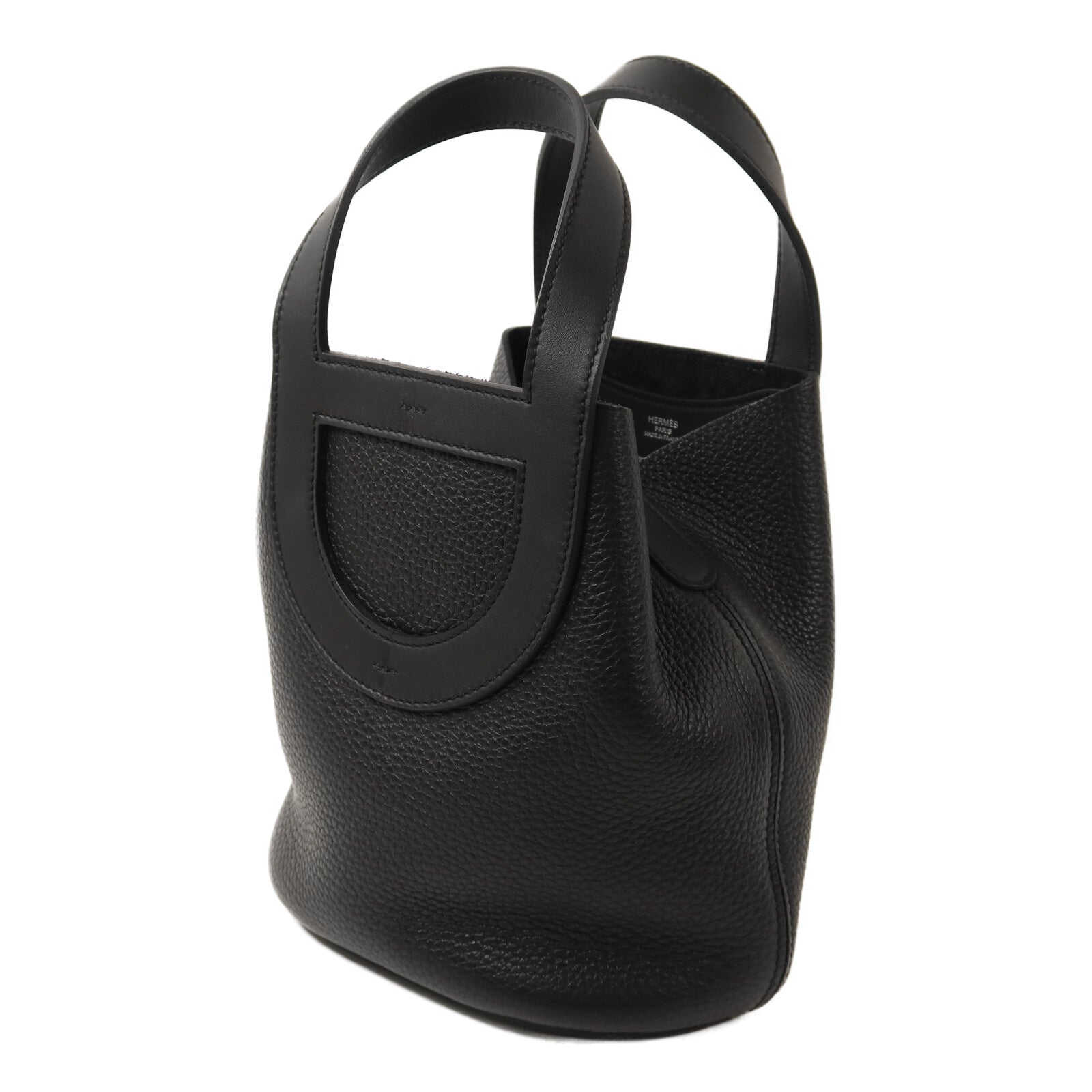 HERMES Clemence皮革In The Loop 18銀扣手挽袋Noir