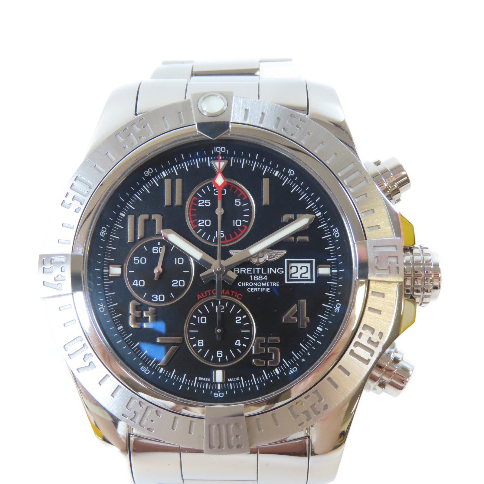 BREITLING Super Avenger II不鏽鋼手錶自動機芯黑色