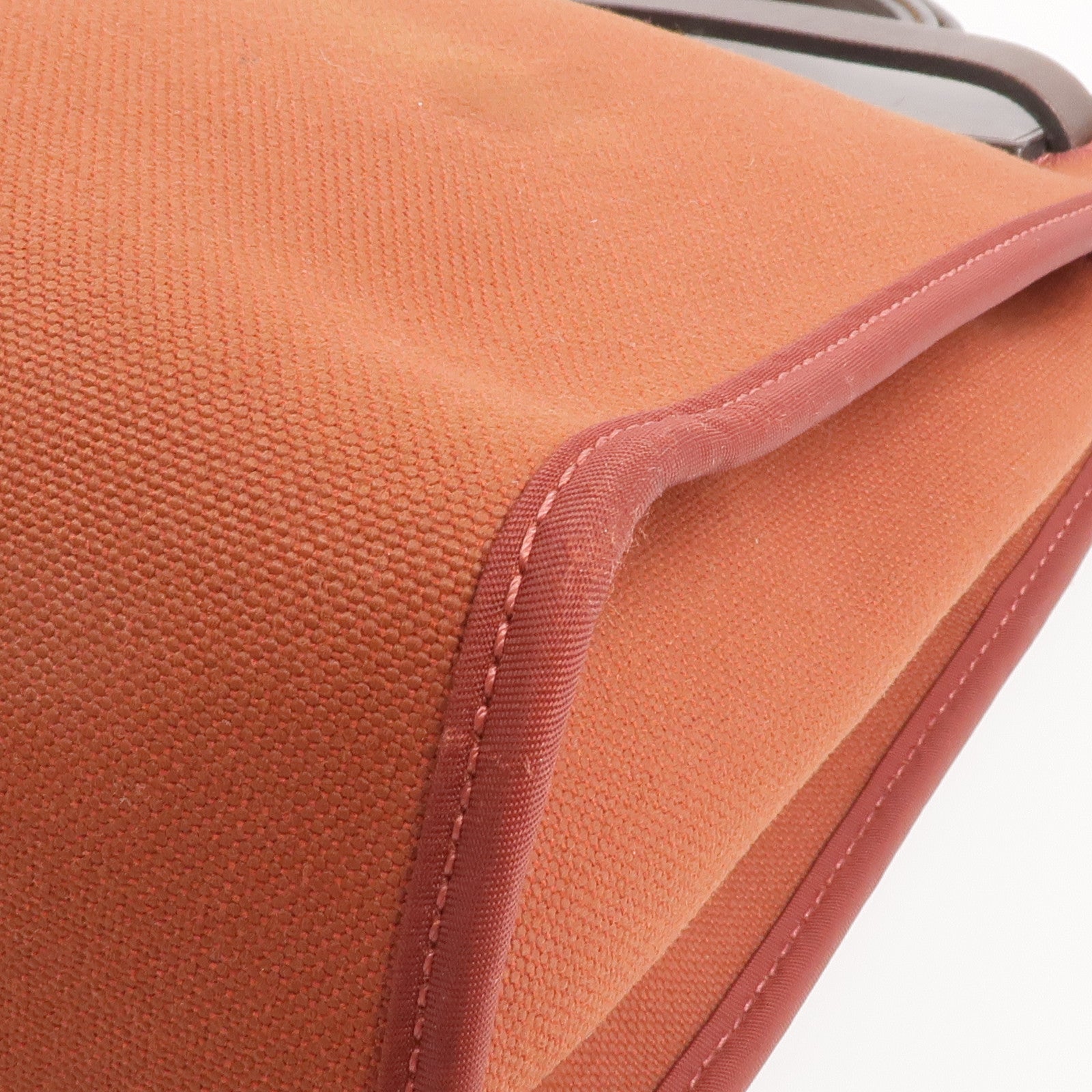 HERMES 帆布/皮革Herbag PM銀扣手挽肩背兩用袋Rouge Garance