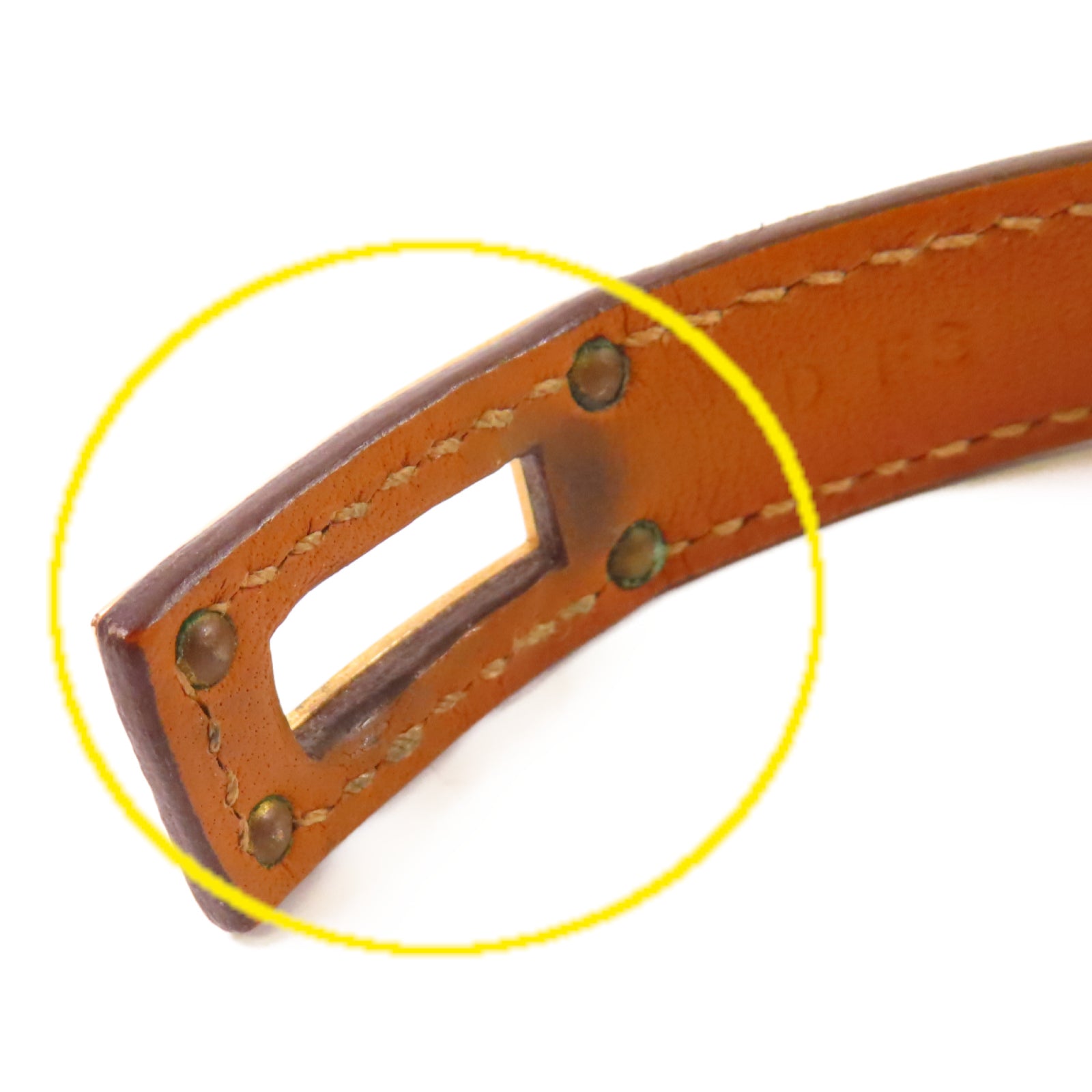 HERMES Swift皮革Kelly Double Tour Bracelet金扣手鐲啡色#T3