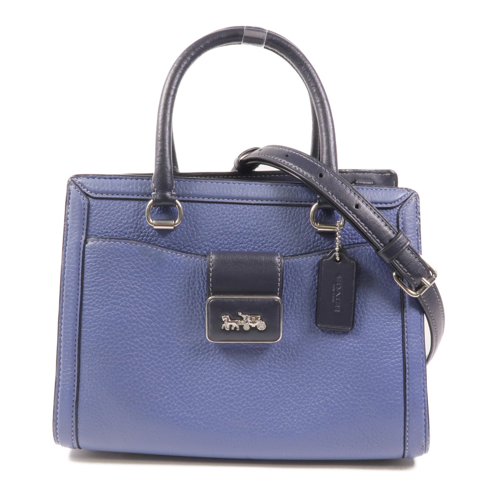 COACH 【激減優惠】牛皮皮革2 Way Shoulder銀扣手挽肩背兩用袋
